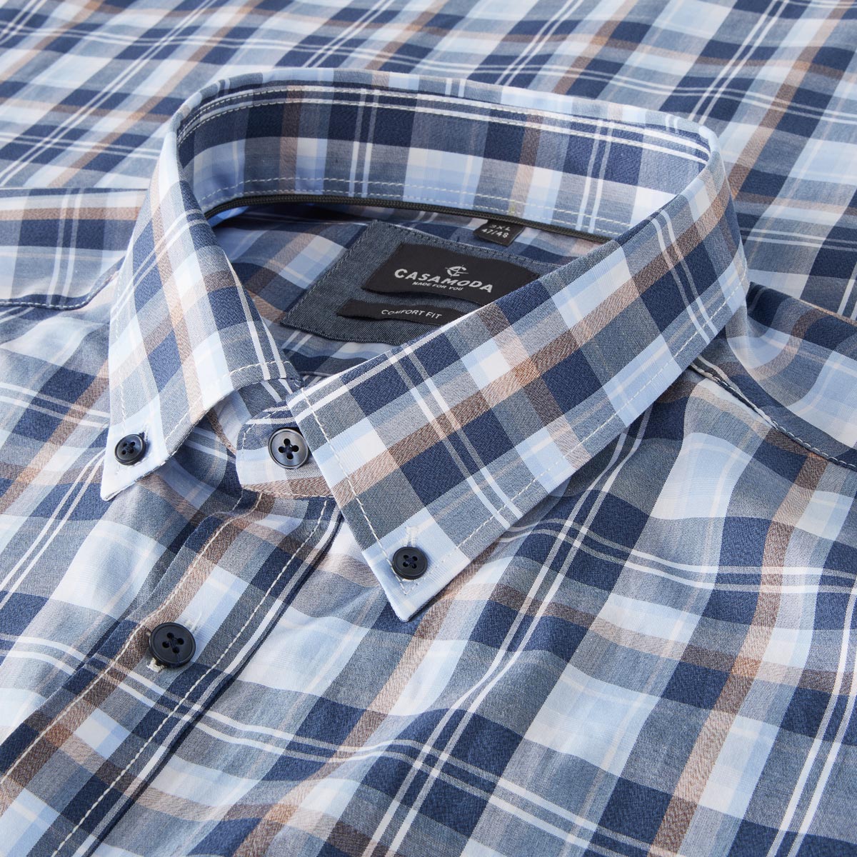 CASA MODA Freizeithemd mit Karomuster blau