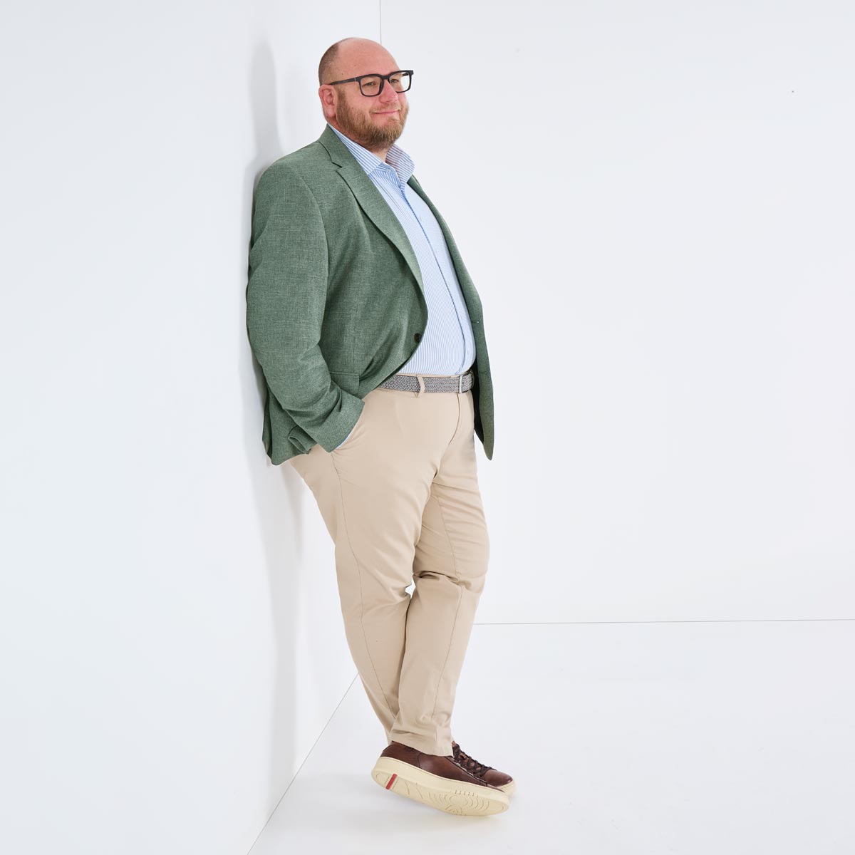 Digel Stretch-Sakko mit feiner Musterung grün