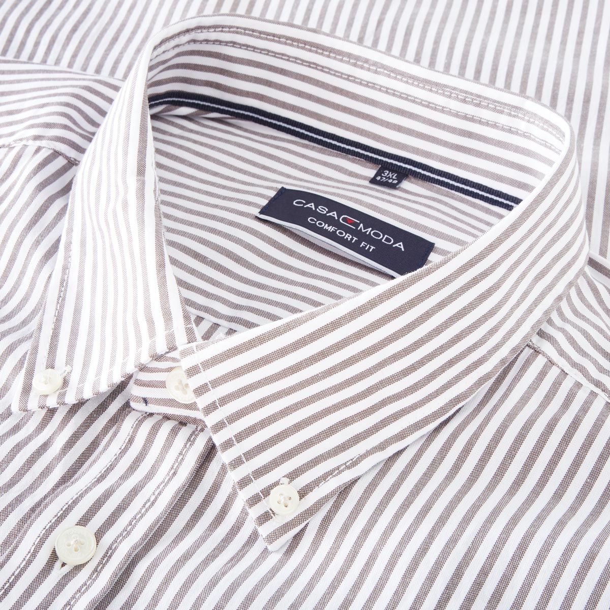 CASA MODA Gestreiftes Freizeithemd aus Baumwolle braun