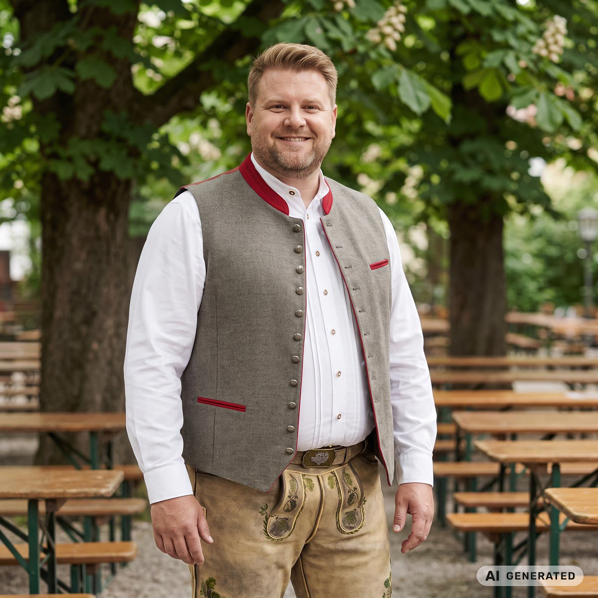 Maddox Trachtenweste mit Einstecktuch mittelgrau