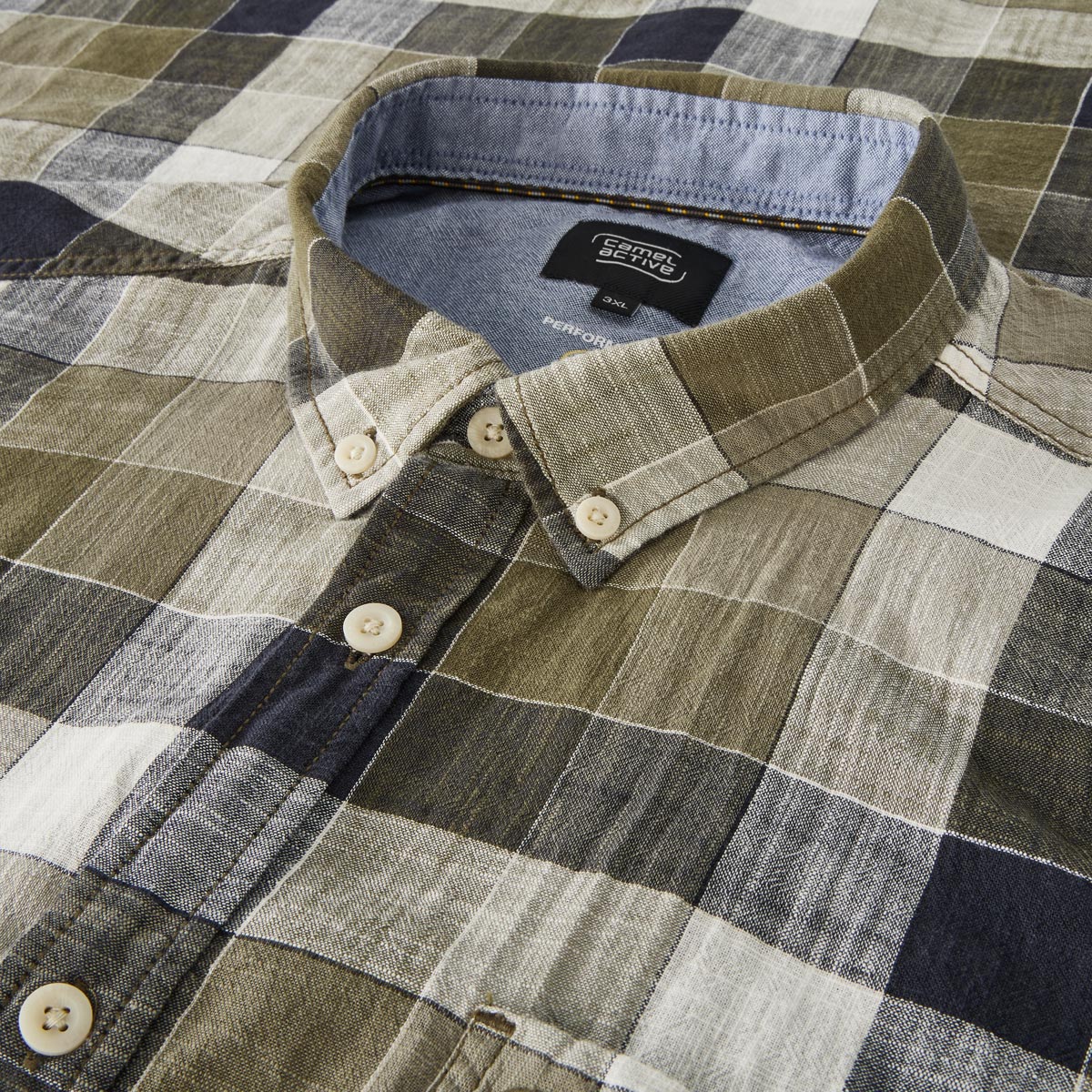 camel active Freizeithemd mit Karomuster oliv