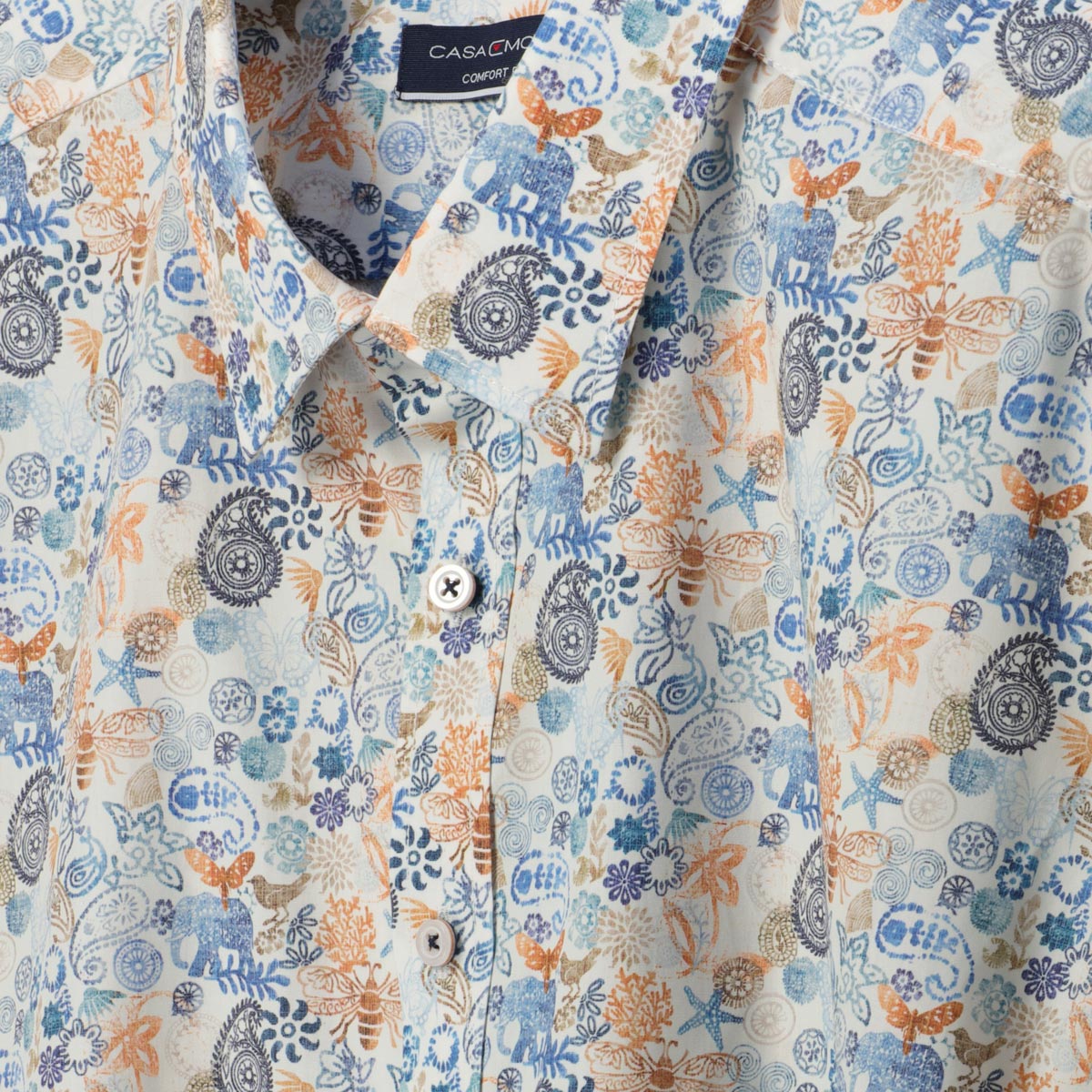 CASA MODA Freizeithemd mit Allover-Muster blau