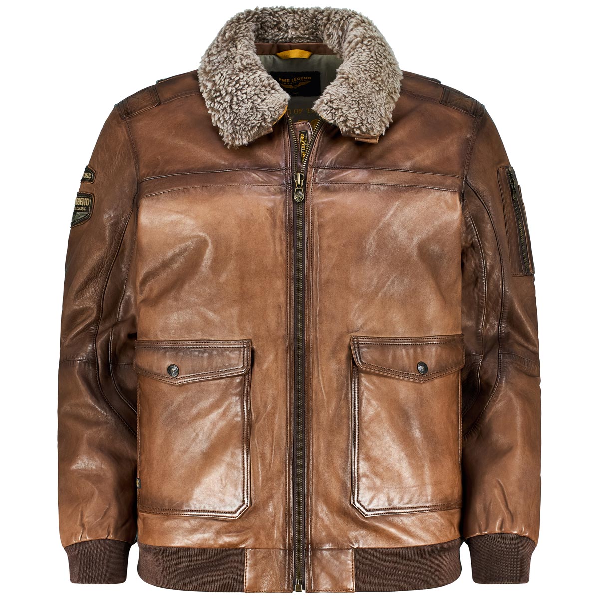 Lederjacke mit Fellkragen