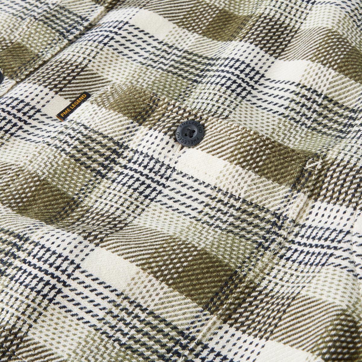 PME LEGEND Flanellhemd mit Biobaumwolle oliv