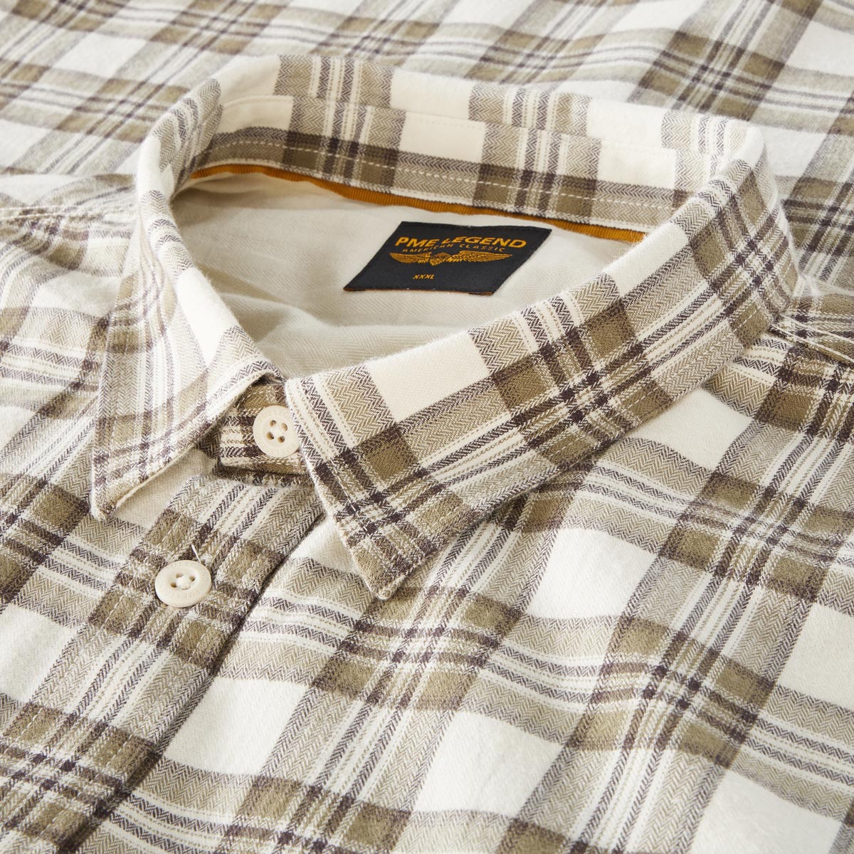 PME LEGEND Kariertes Flanellhemd weiß