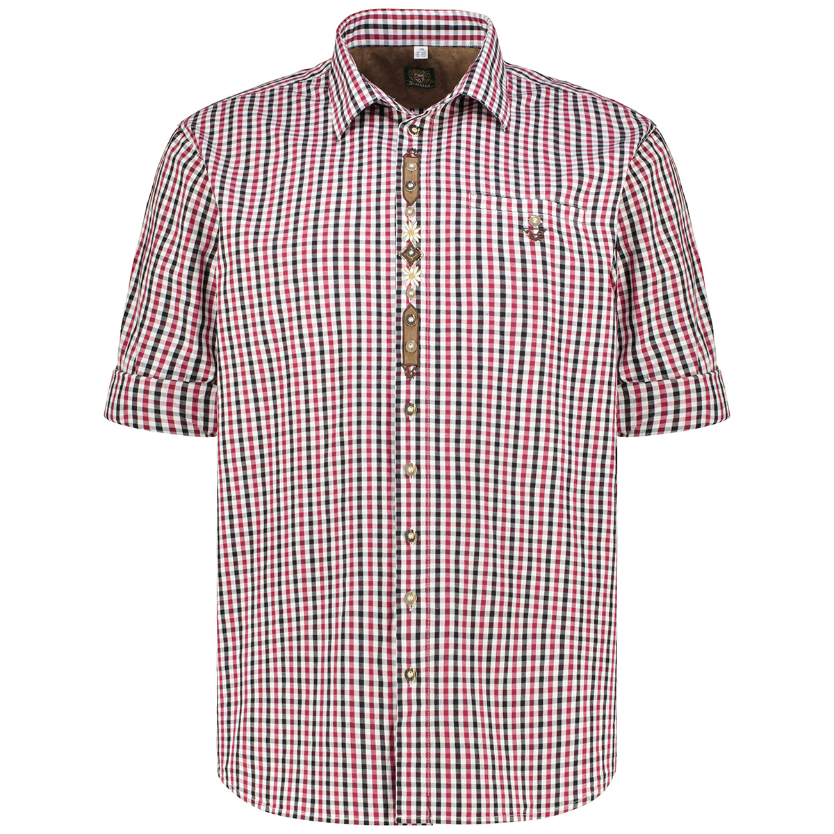 Orbis Trachtenhemd mit Krempelärmeln weinrot