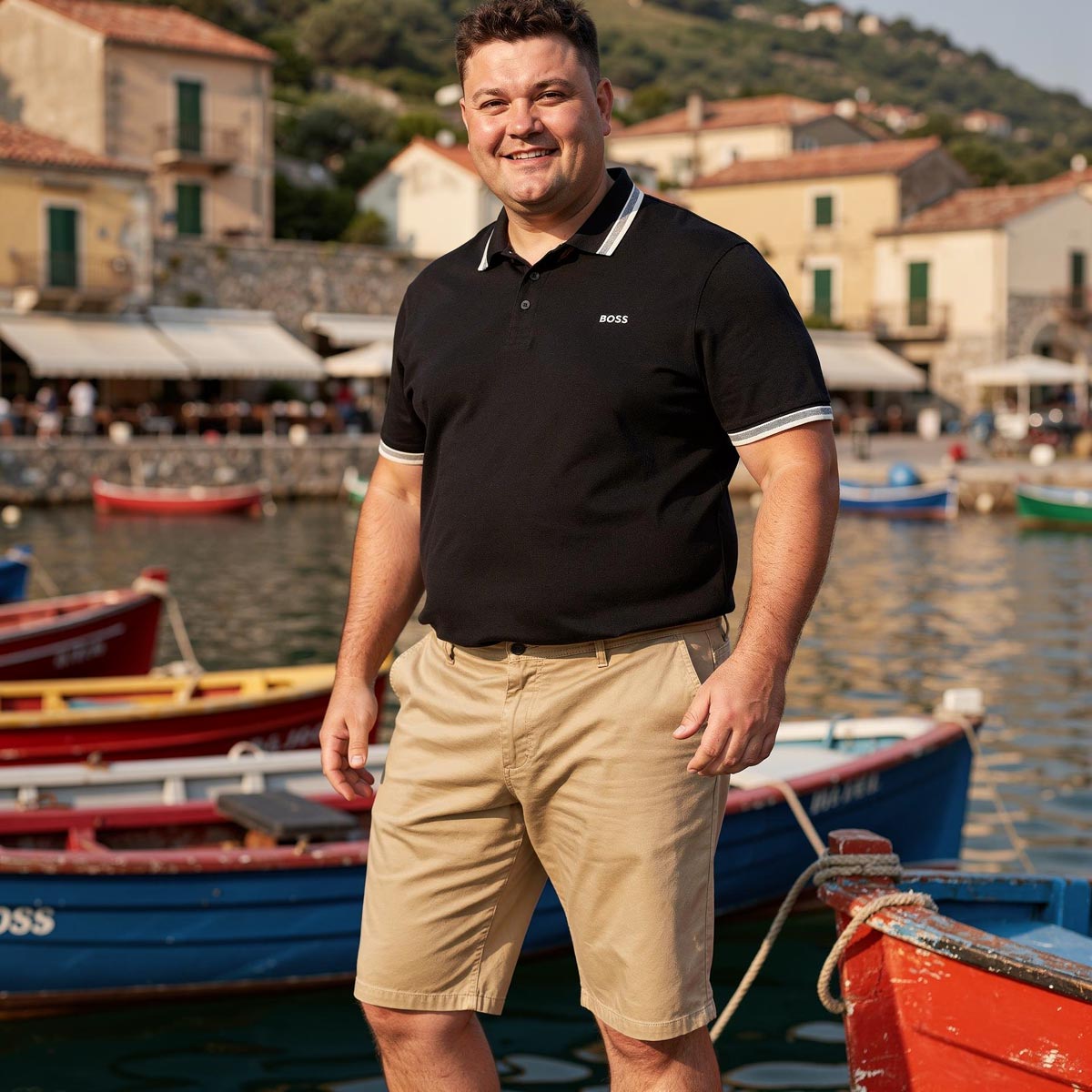 BOSS Poloshirt mit Kontrastdetails schwarz