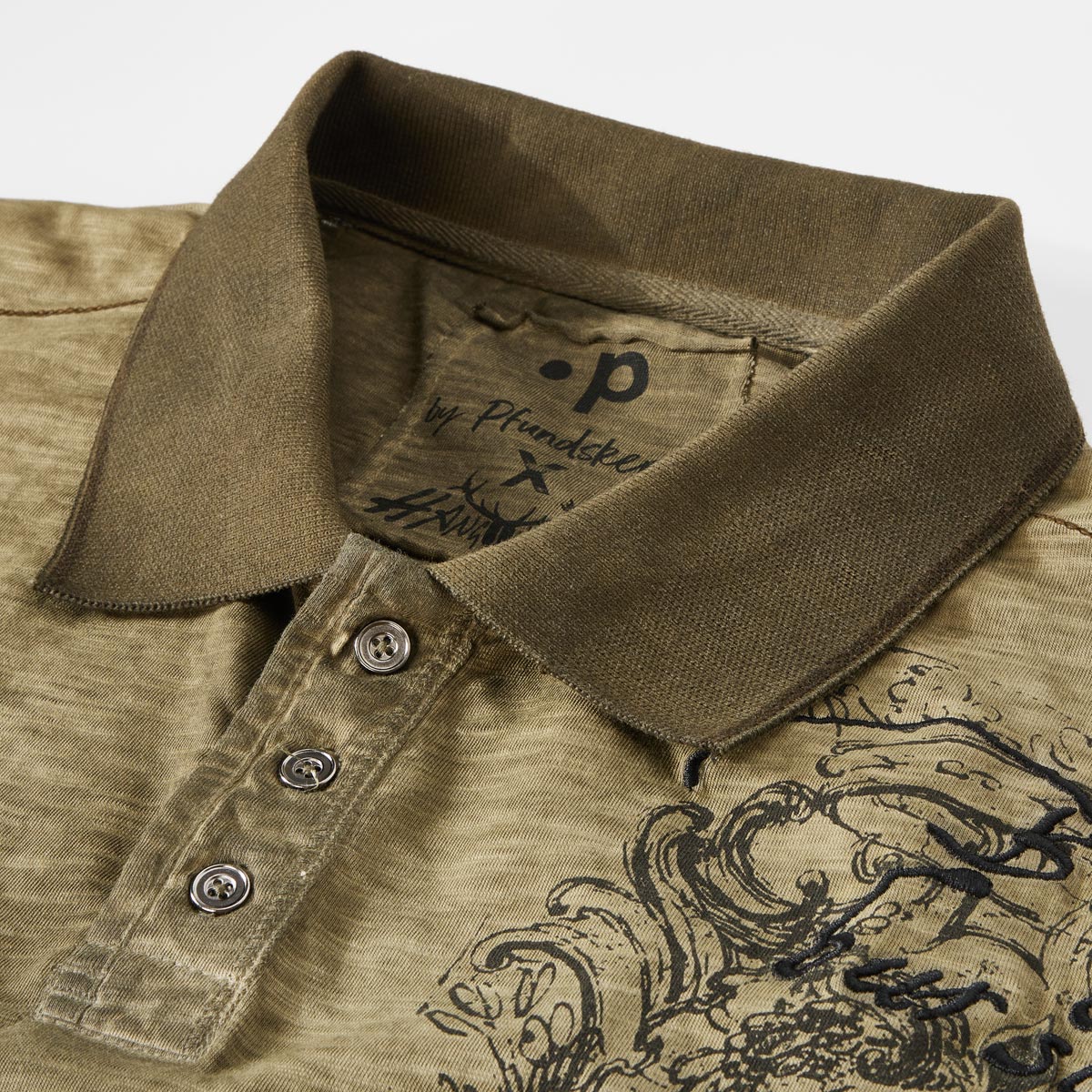 Pfundskerl Poloshirt mit Label-Print oliv