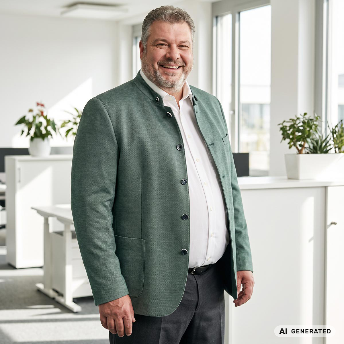 Digel Jersey-Sakko mit Stehkragen grün
