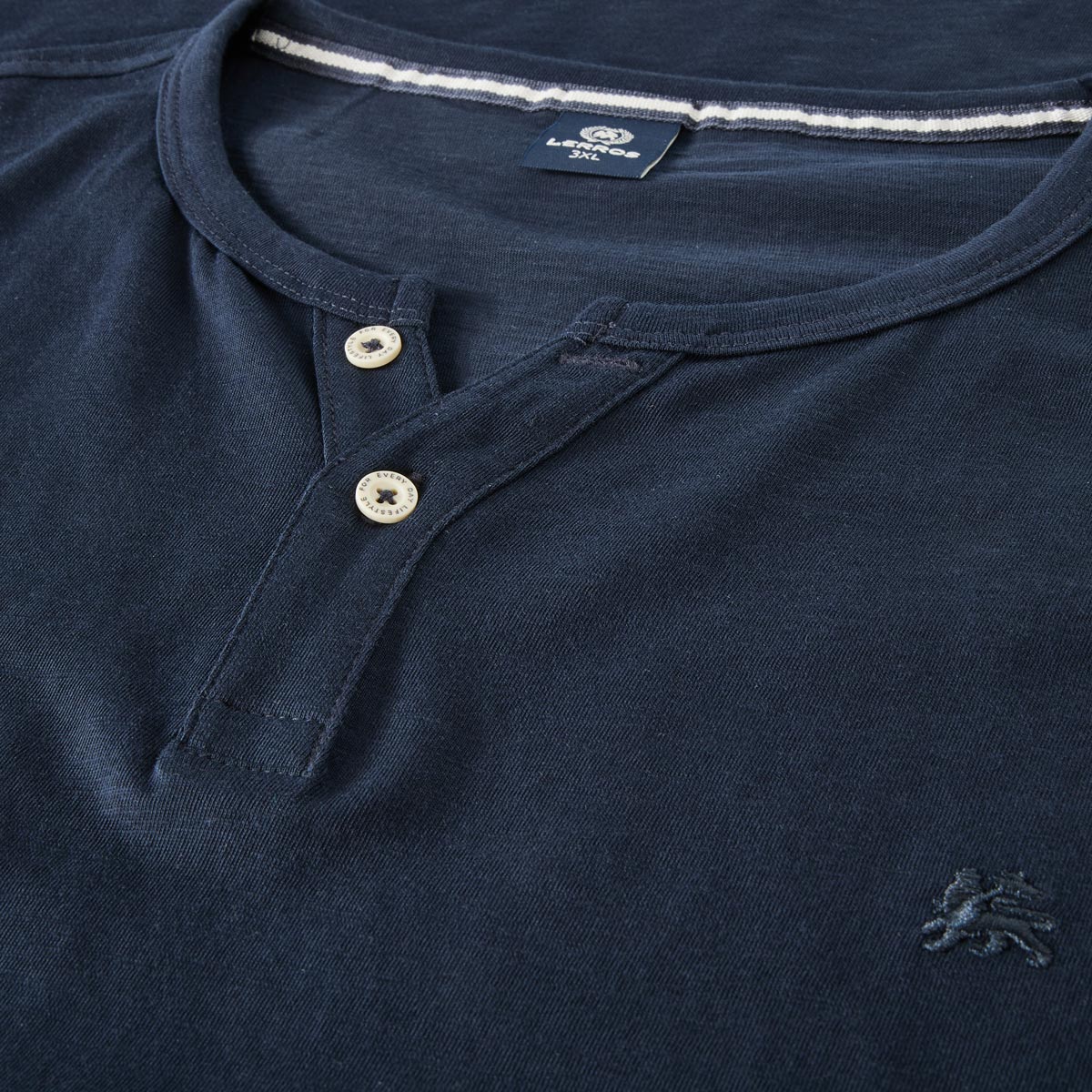 Lerros T-Shirt mit Serafinokragen blau