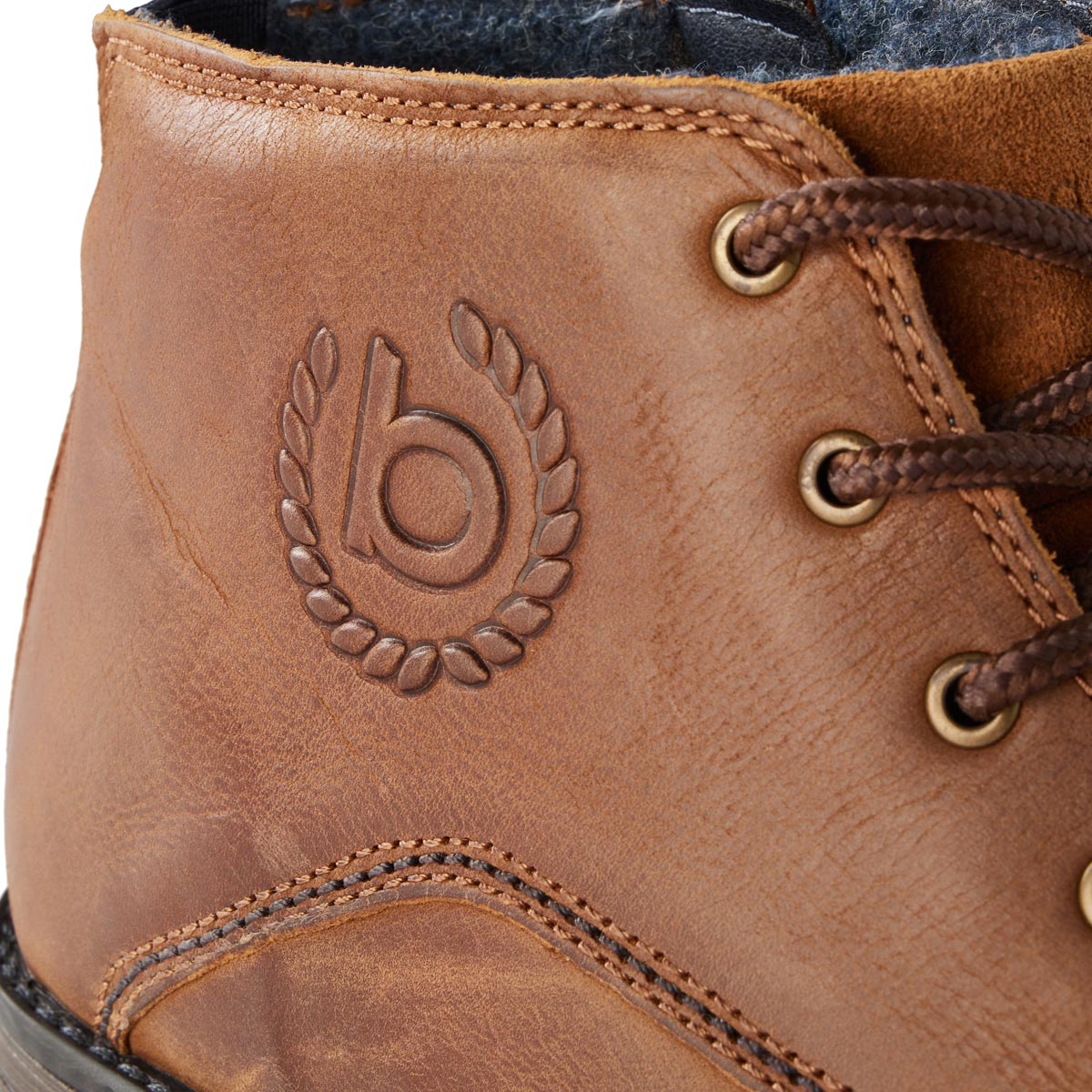 bugatti Lederboots mit Warmfutter und Reißverschluss cognac