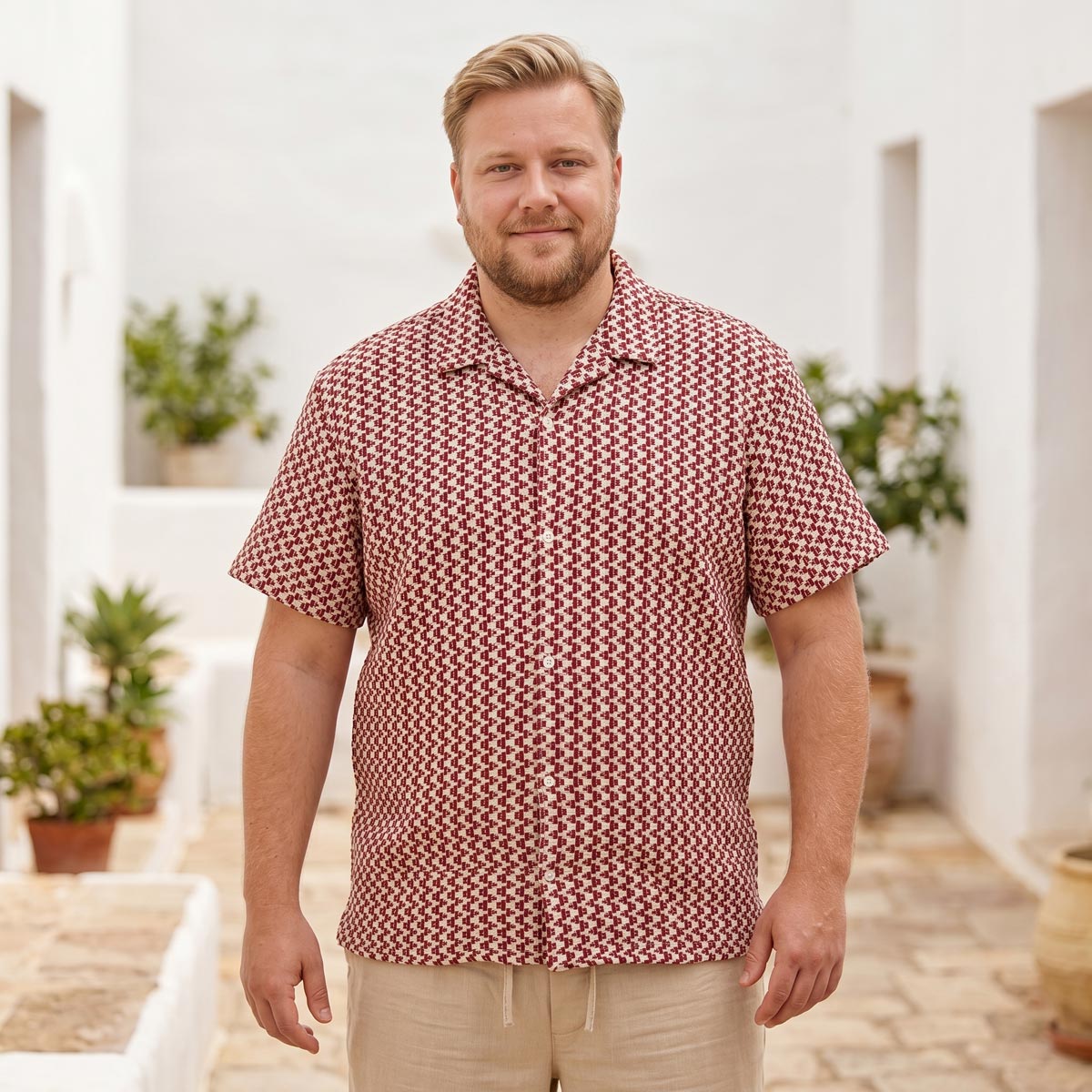Jack&Jones Freizeithemd mit Strukturgewebe dunkelrot
