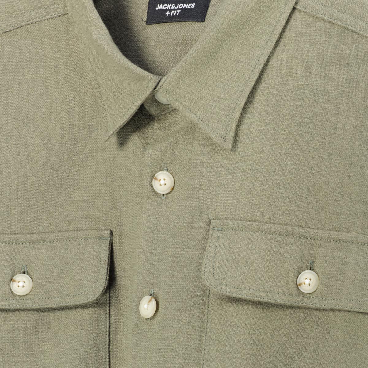 Jack&Jones Hemdjacke aus Baumwoll-Leinen-Mix grün