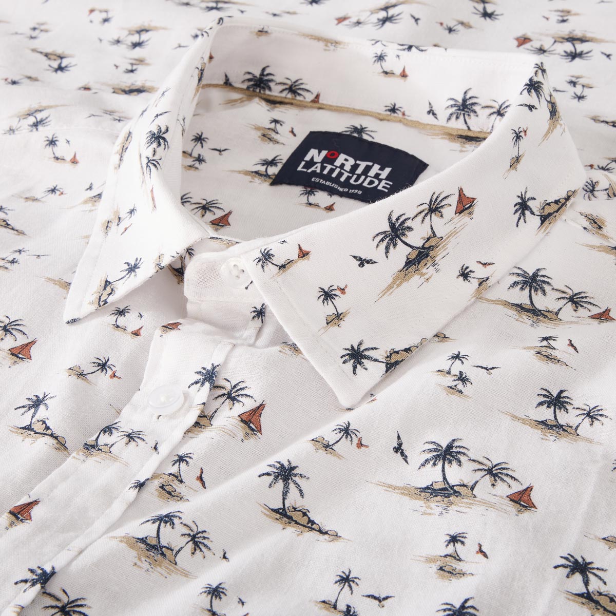 North Freizeithemd mit Allover-Muster weiß