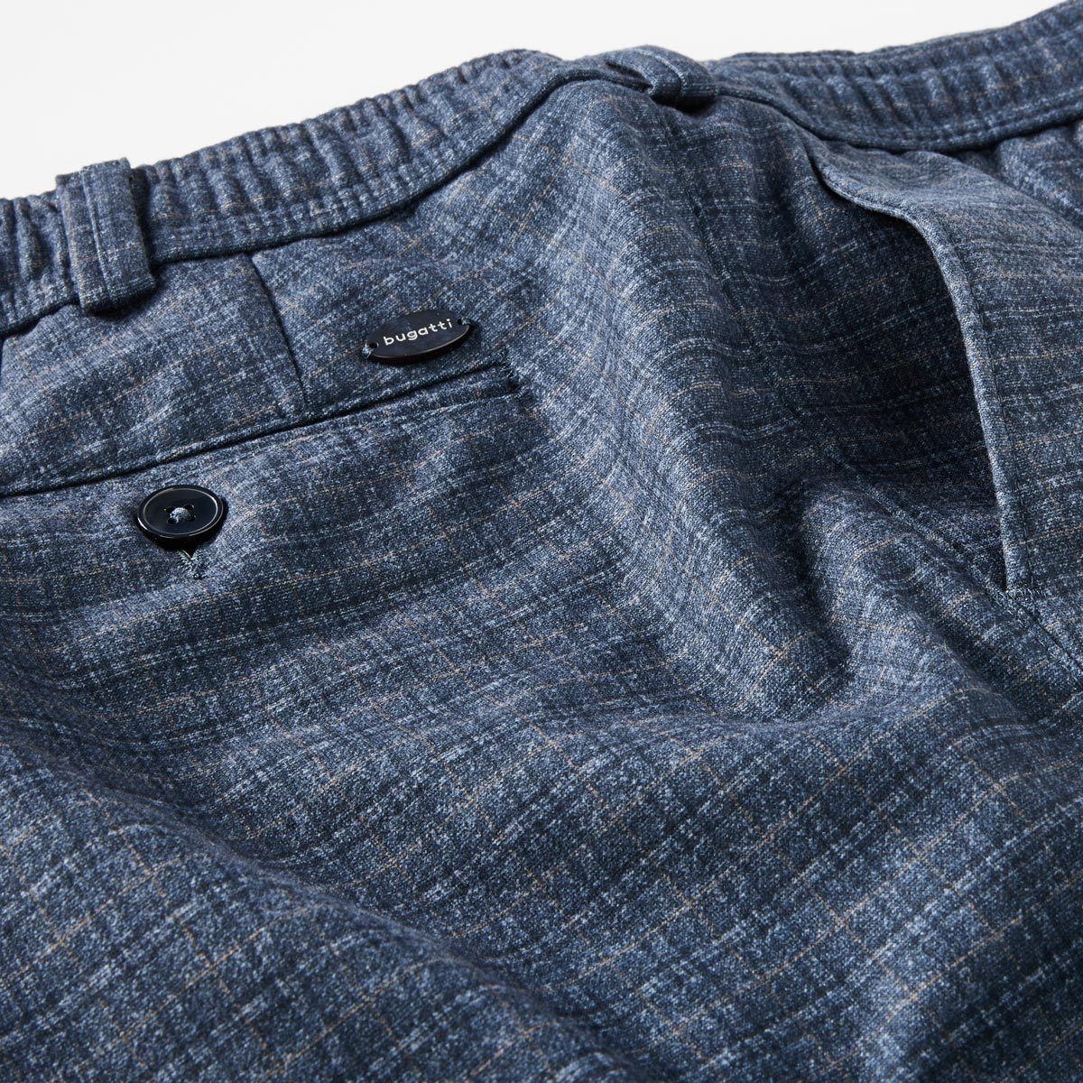 bugatti Chinos aus Stretch-Jersey, Tapered Fit blau