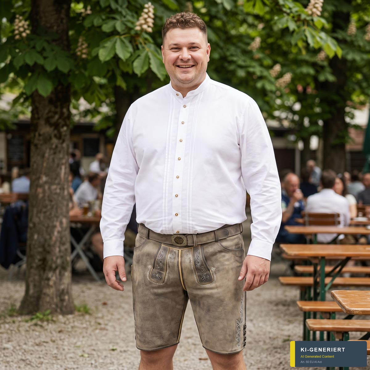 Pfundskerl Lederhose mit Stickereien und Gürtel grau