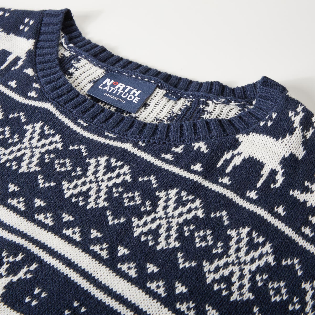 North Stickpullover mit Wintermotiv dunkelblau