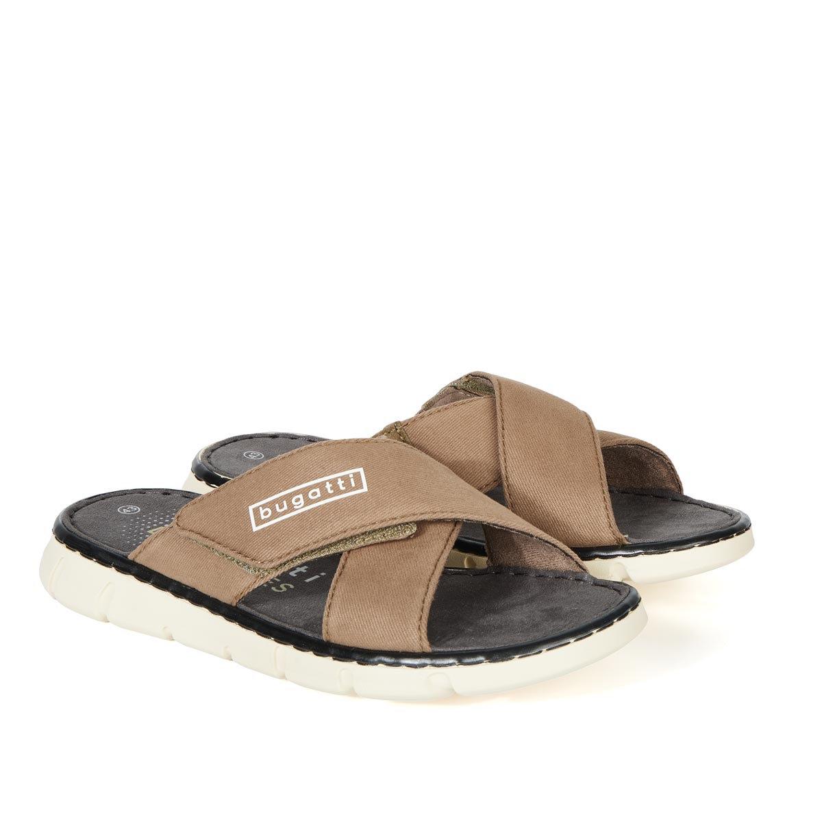 bugatti Sandalen aus Materialmix, leicht oliv