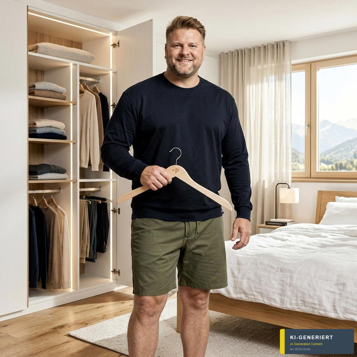 Pfundskerl Extrabreite Holz-Kleiderbügel, 3er-Pack natur
