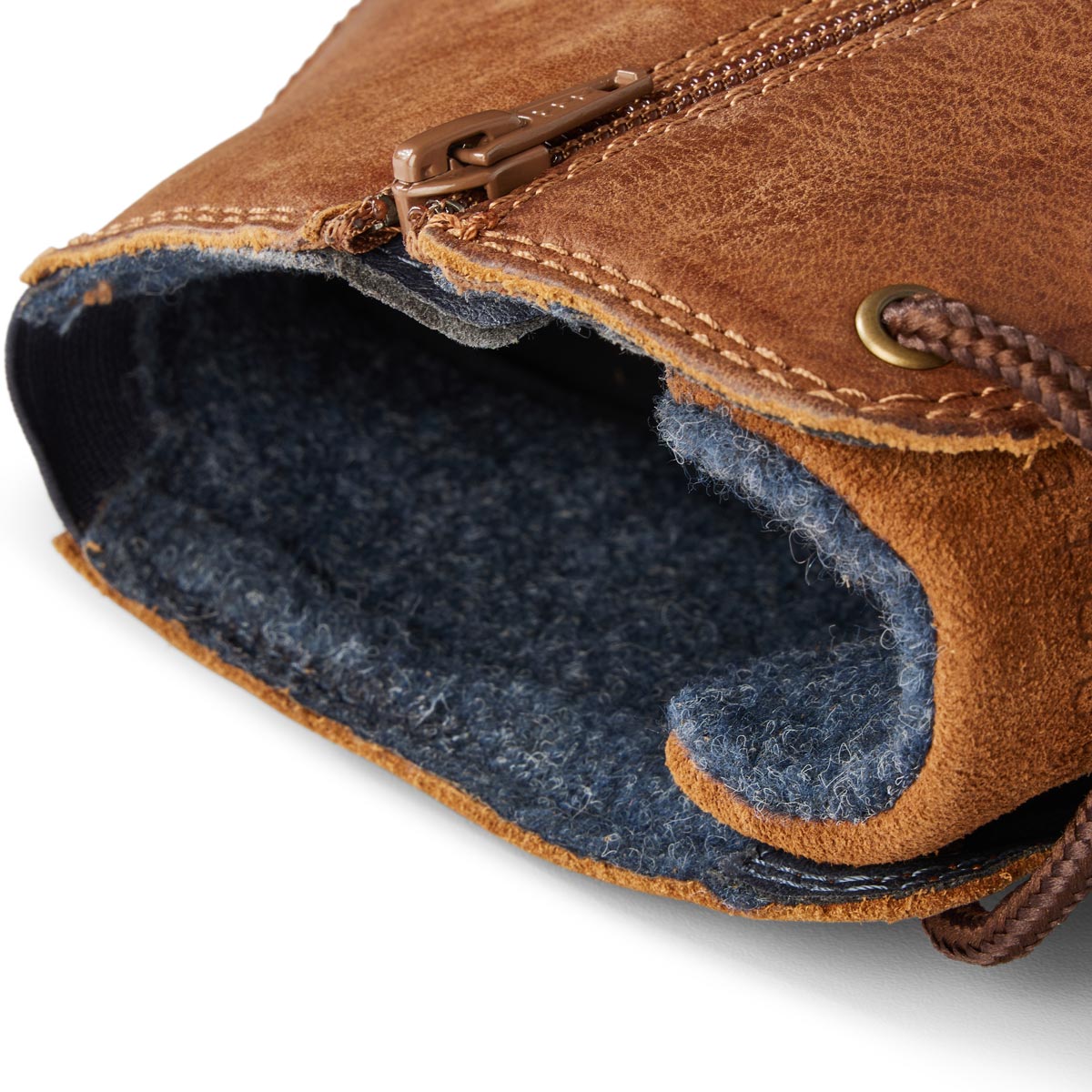 bugatti Lederboots mit Warmfutter und Reißverschluss cognac