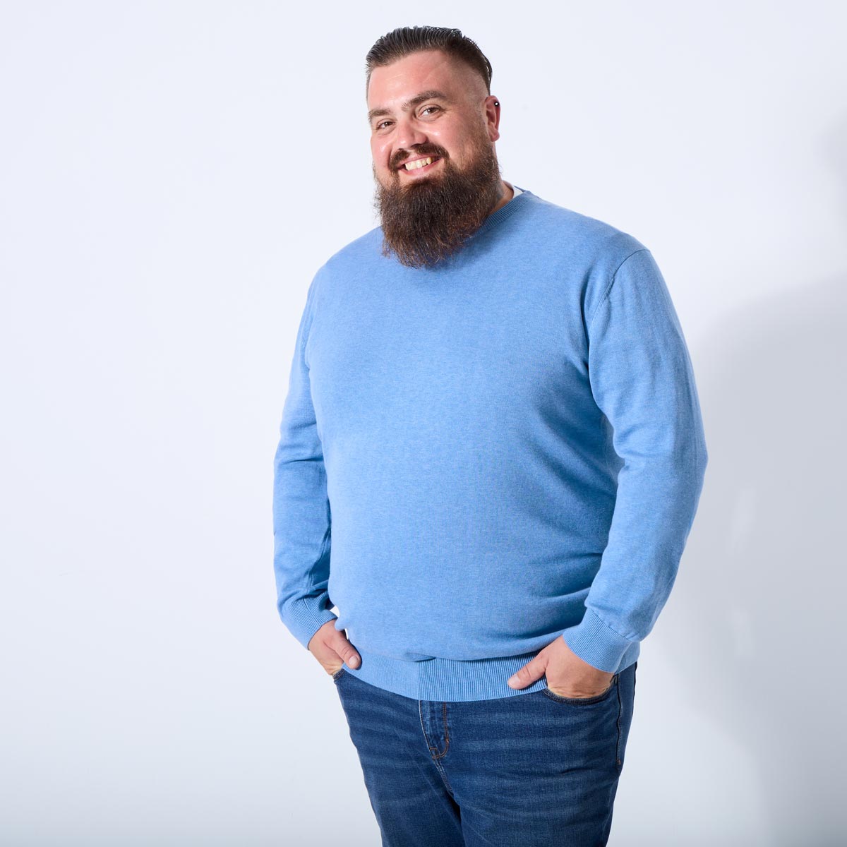 Pfundskerl Feinstrickpullover aus Baumwolle blau