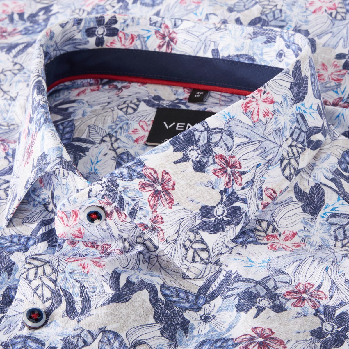 VENTI Businesshemd mit floralem Muster, pflegeleicht rot