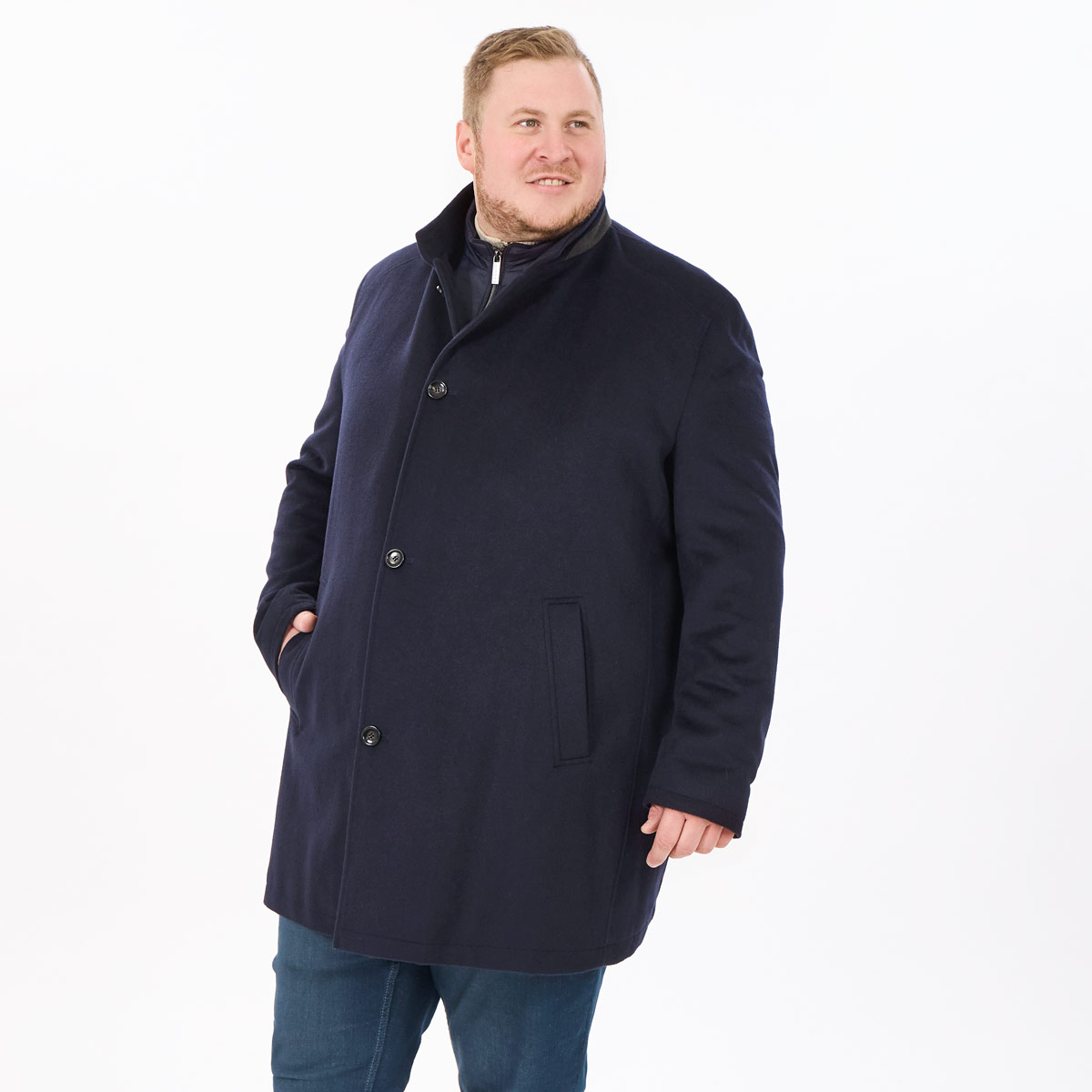 bugatti Wollmantel mit heraustrennbarem Westeneinsatz dunkelblau