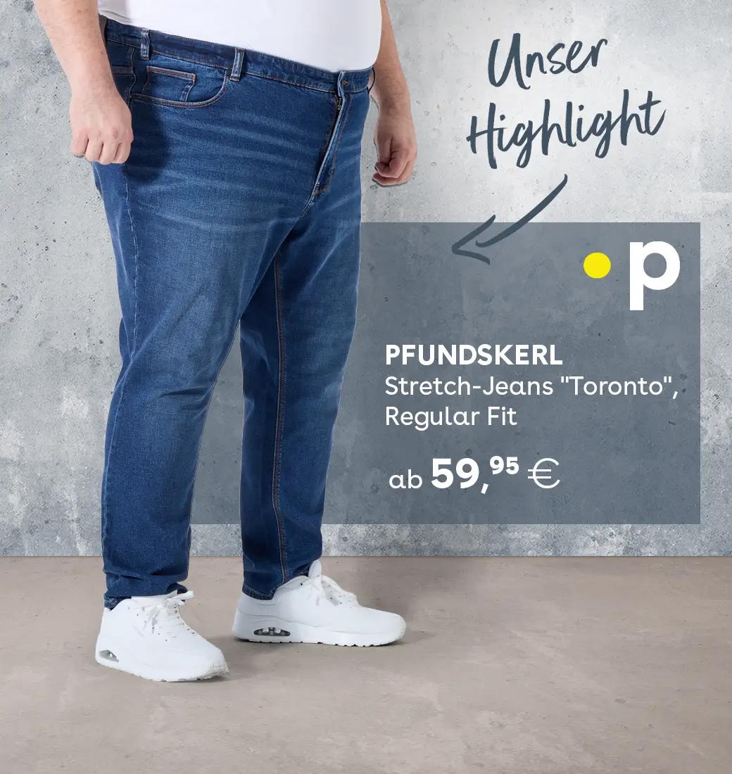 Mann in blauer Stretch Jeans im Regular Fit von Pfundskerl als Jeans Highlight