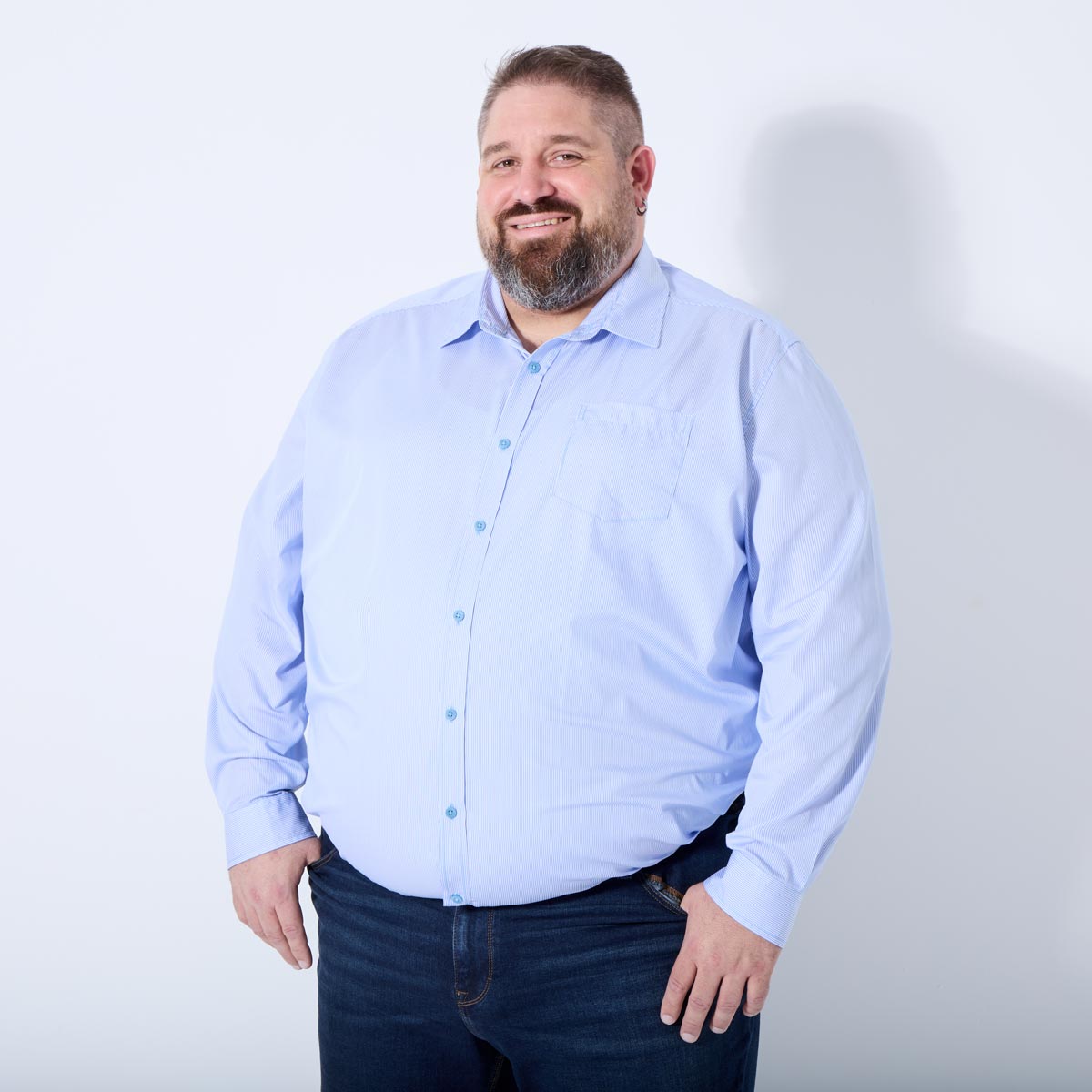 Pfundskerl Businesshemd mit Streifen hellblau