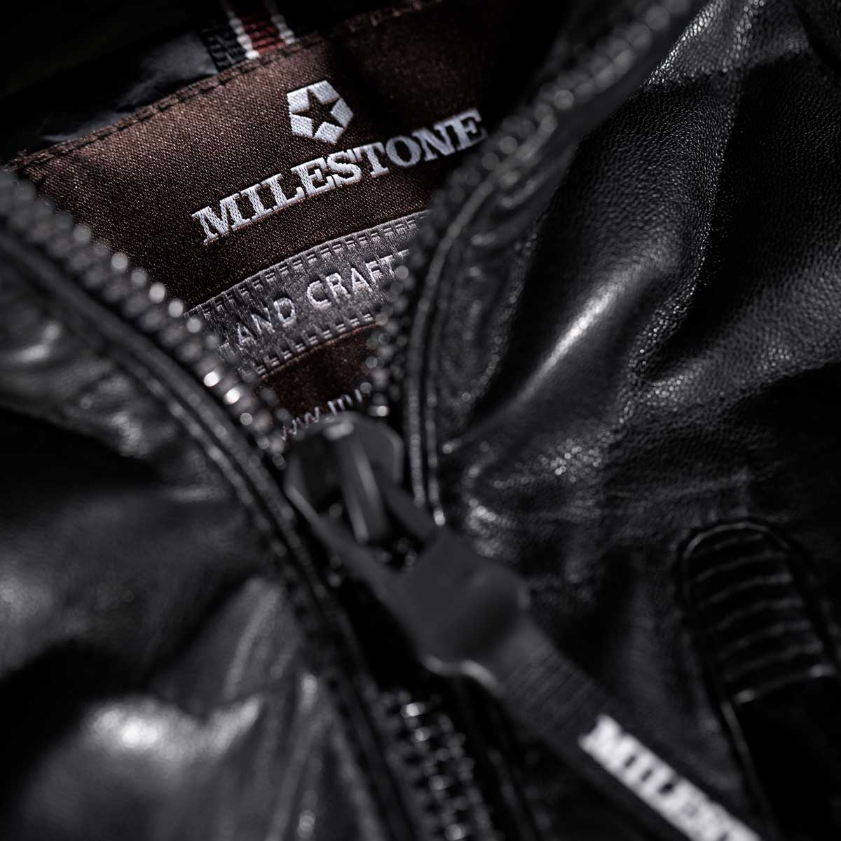Milestone Lederjacke mit Sweat-Einsatz schwarz