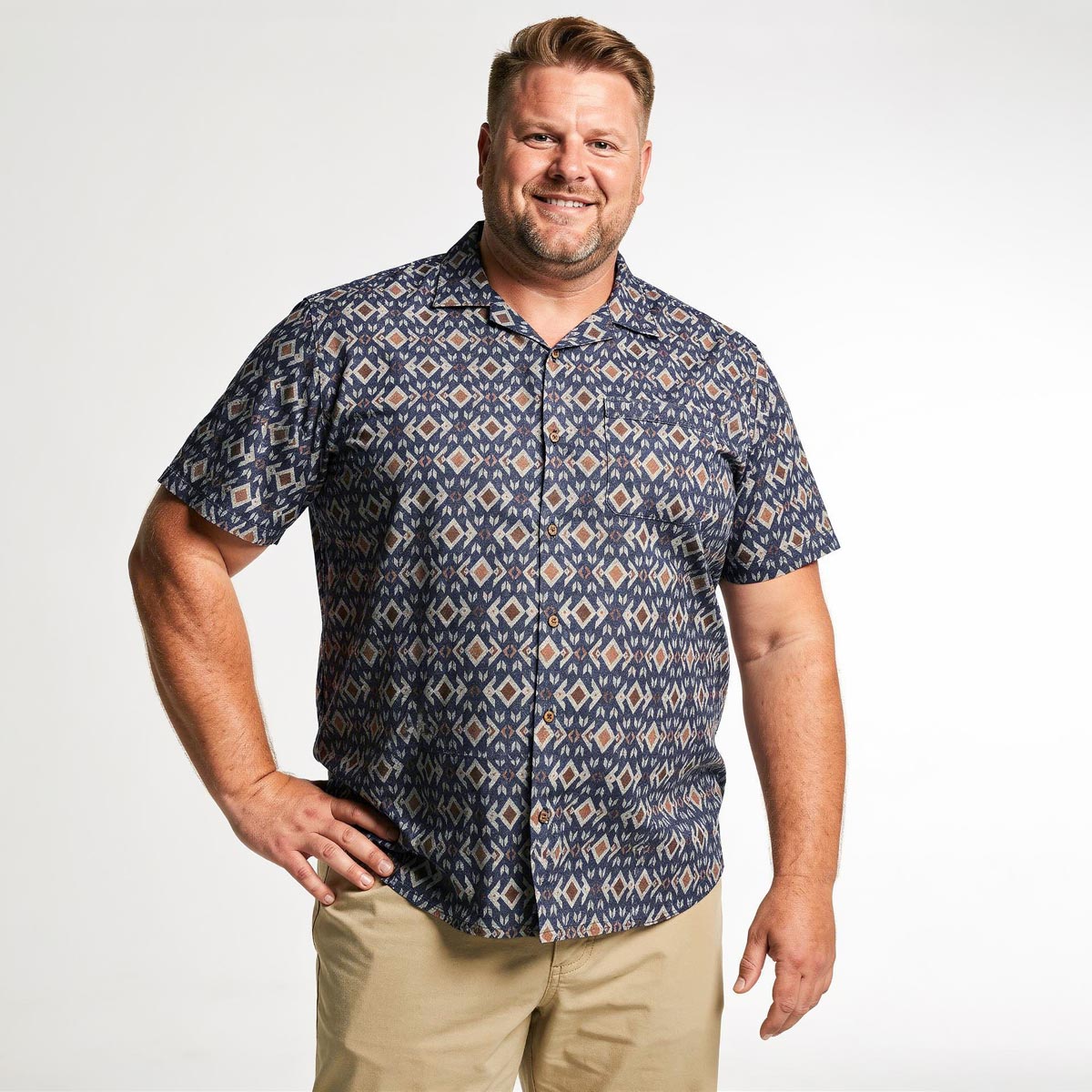 Pfundskerl Freizeithemd mit Allover-Muster braun