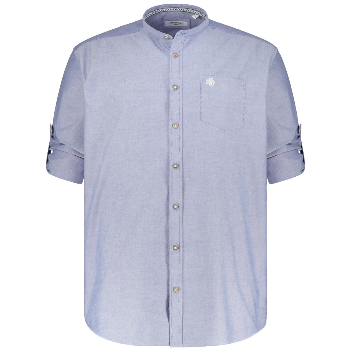 Pfundskerl Trachtenhemd mit Krempelärmeln blau/weiß