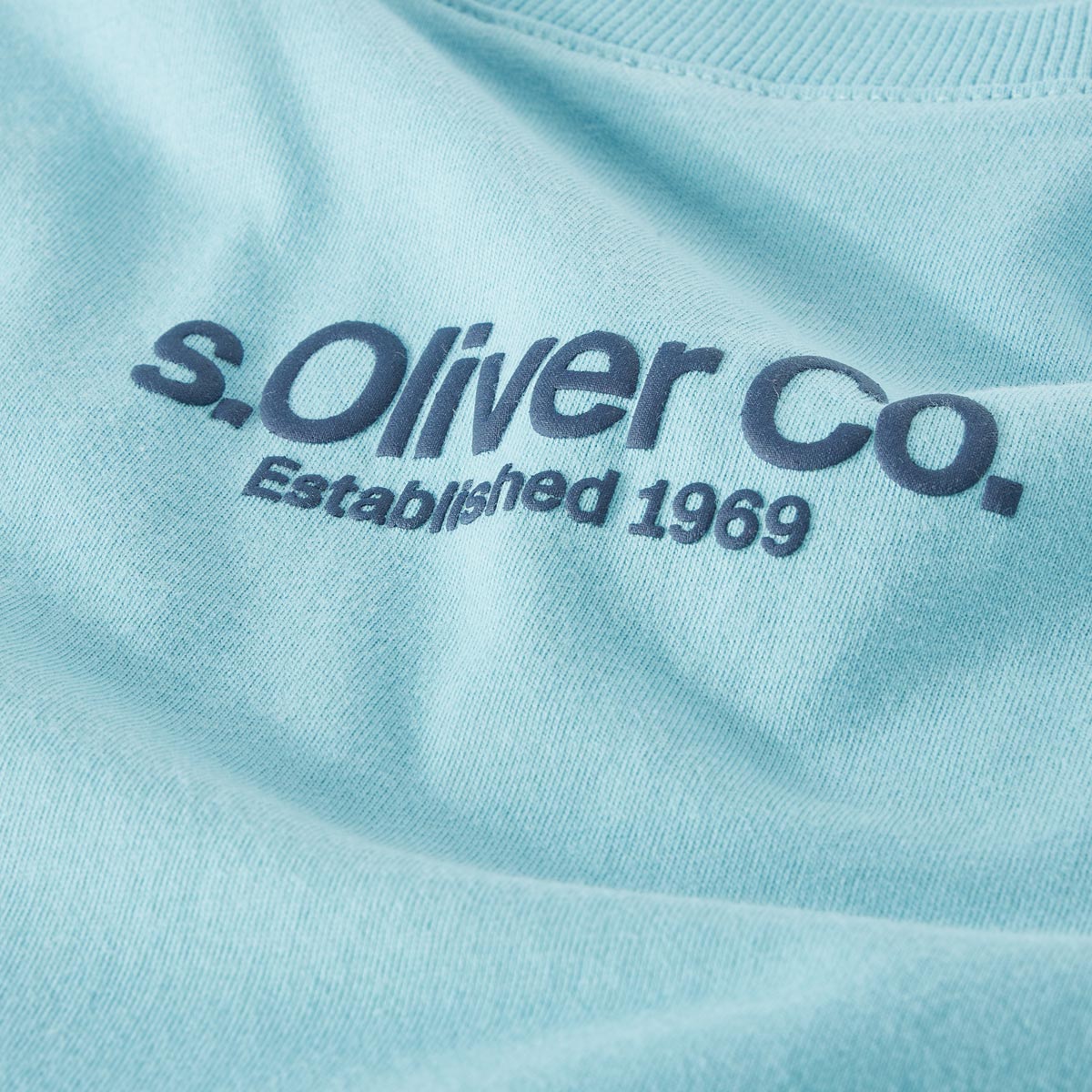 s.Oliver T-Shirt mit Label-Print blau/grün