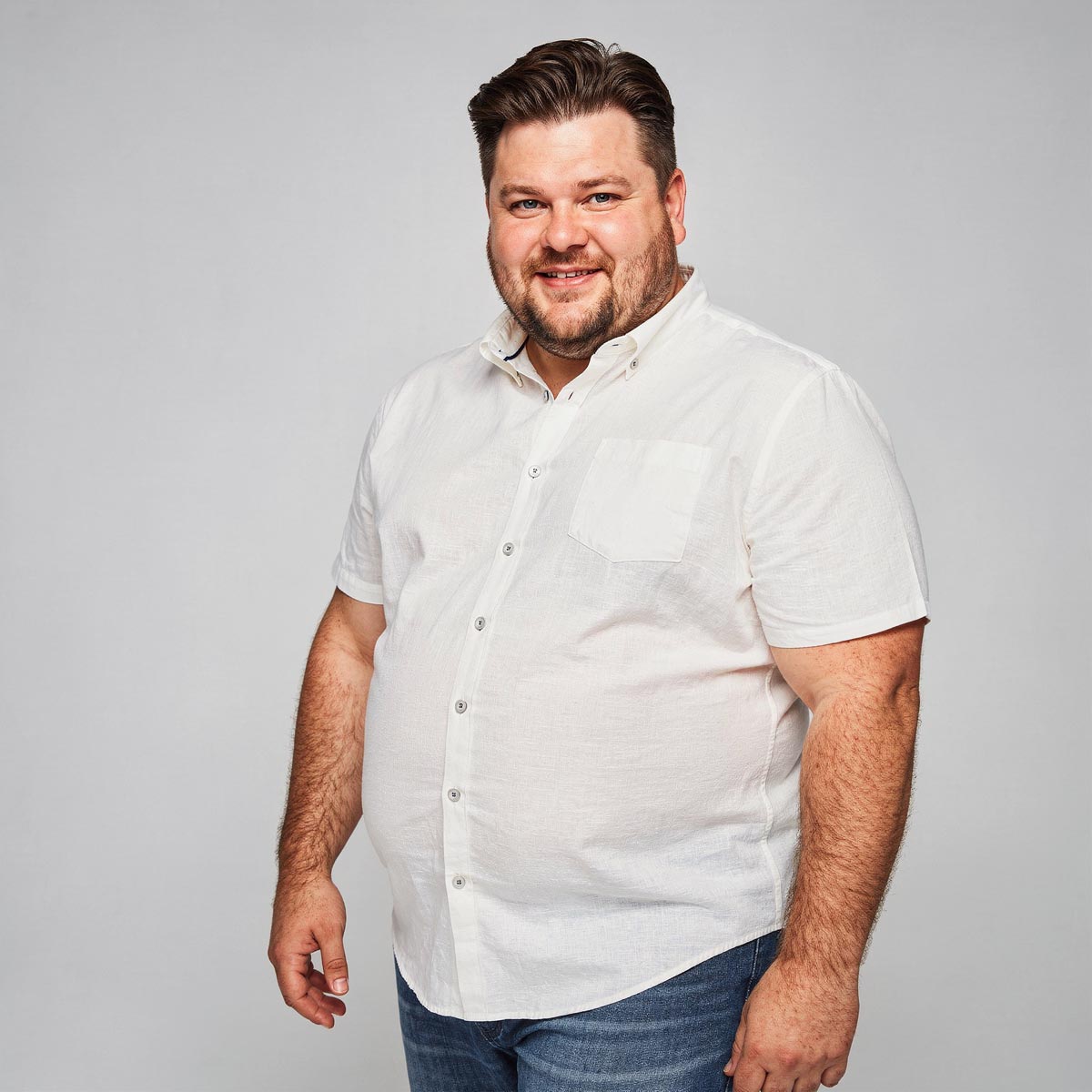 Pfundskerl Freizeithemd mit Leinen weiß