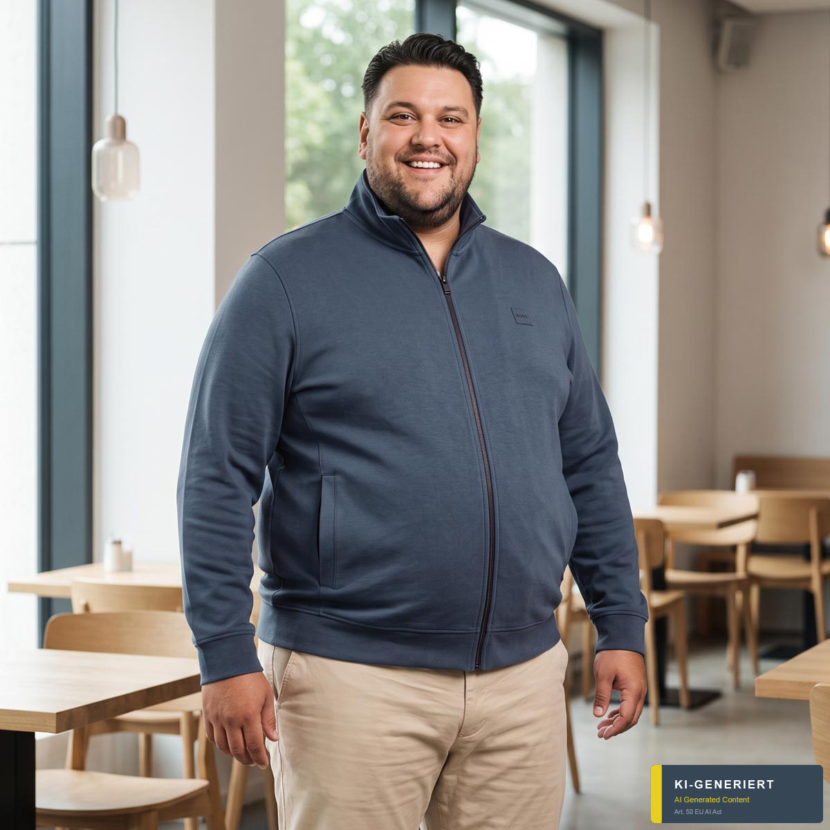 BOSS Sweatjacke aus Baumwolle dunkelblau