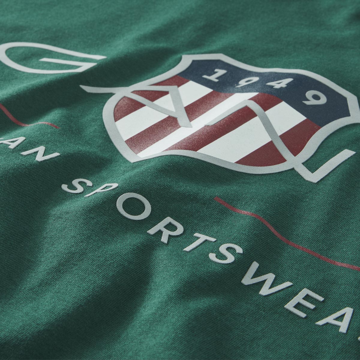 Gant T-Shirt mit Label-Print dunkelgrün