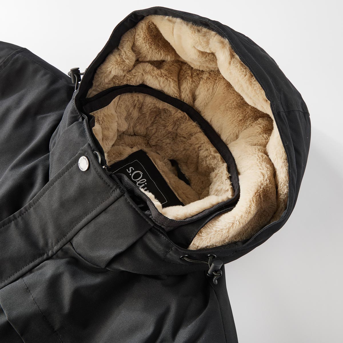 s.Oliver Parka mit Kapuze, wasserabweisend schwarz