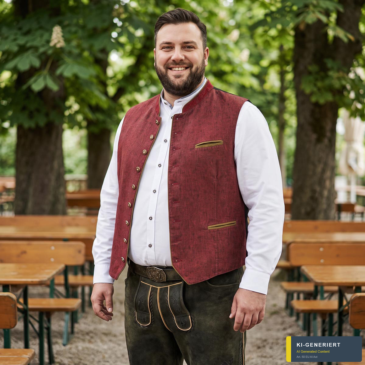 Maddox Trachtenweste mit Leinen weinrot