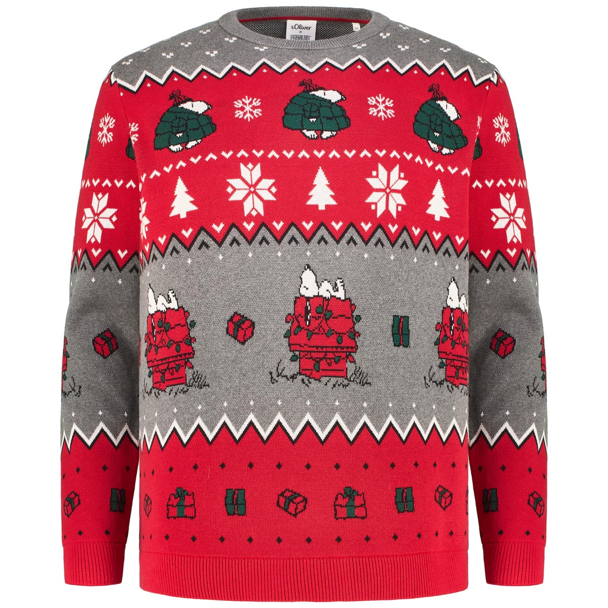 s.Oliver Norwegerpullover mit Snoopy-Motiv Farbe grau Größe: 4XL günstig online kaufen