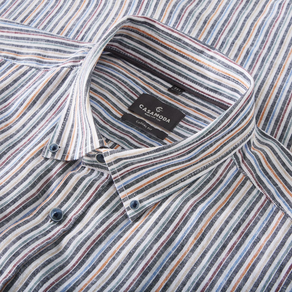 CASA MODA Freizeithemd mit Leinen blau