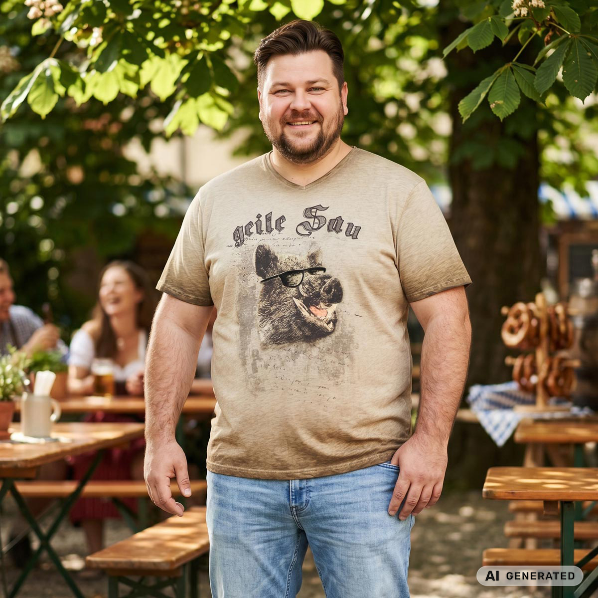 Pfundskerl T-Shirt aus Biobaumwolle hellbraun