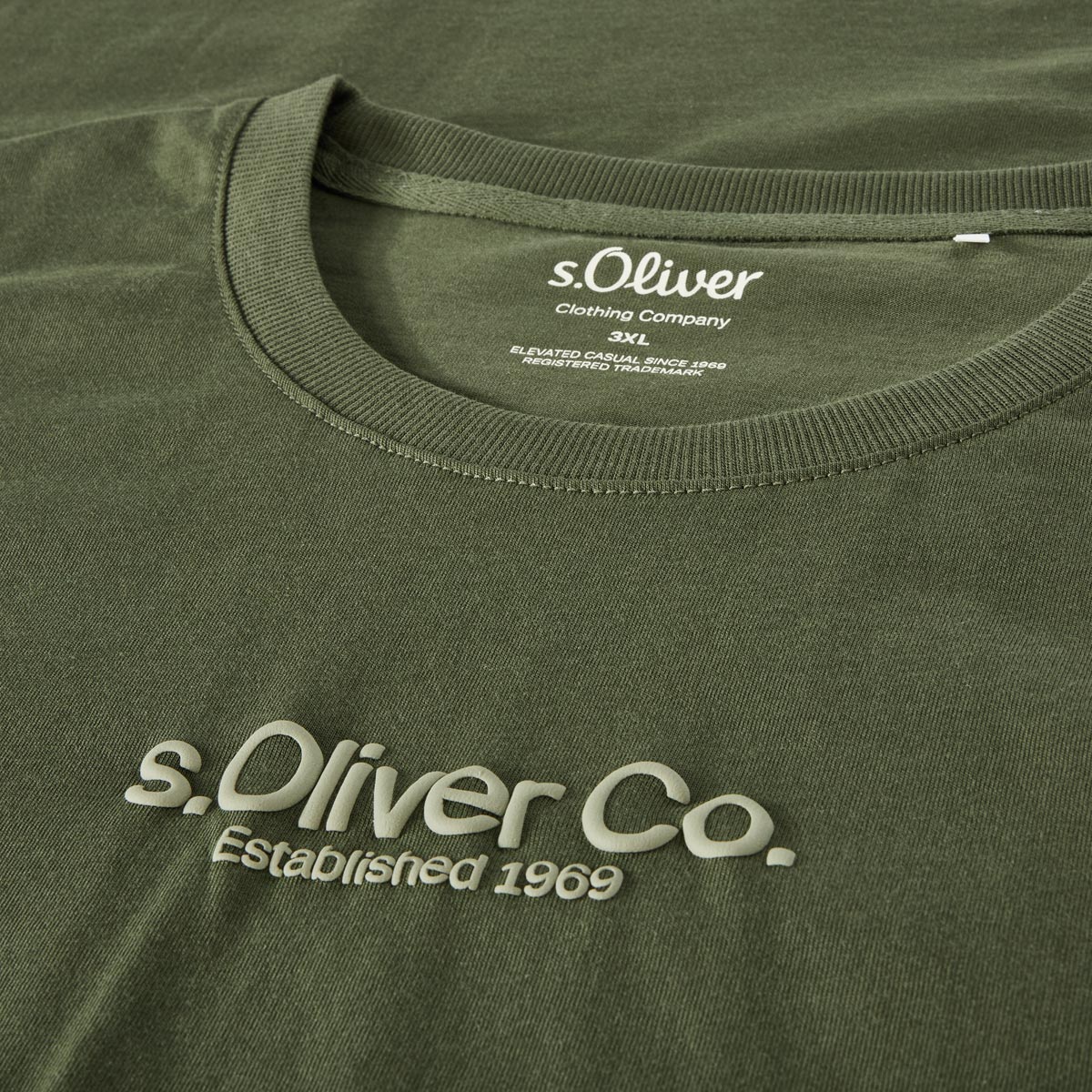 s.Oliver T-Shirt mit Label-Print Farbe oliv Größe: 4XL günstig online kaufen