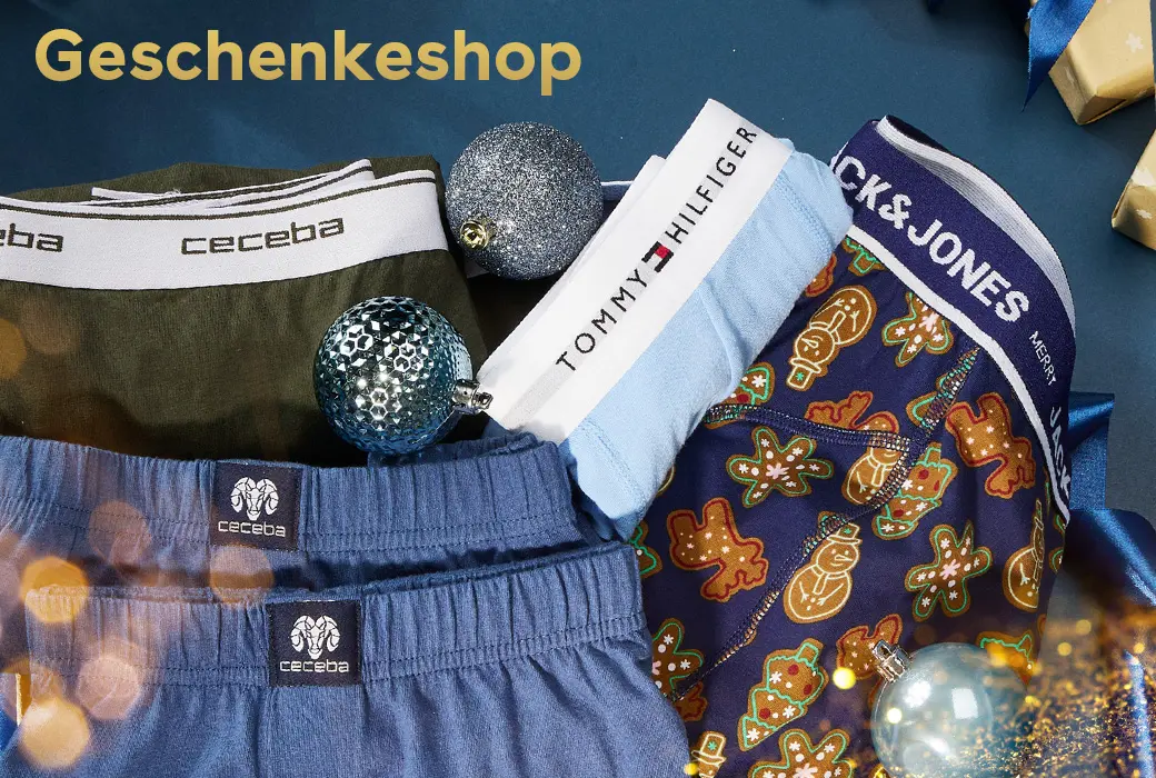 Unterwäsche von Ceceba, Tommy Hilfiger und Jack and Jones als Geschenkideen für Männer in großen Größen