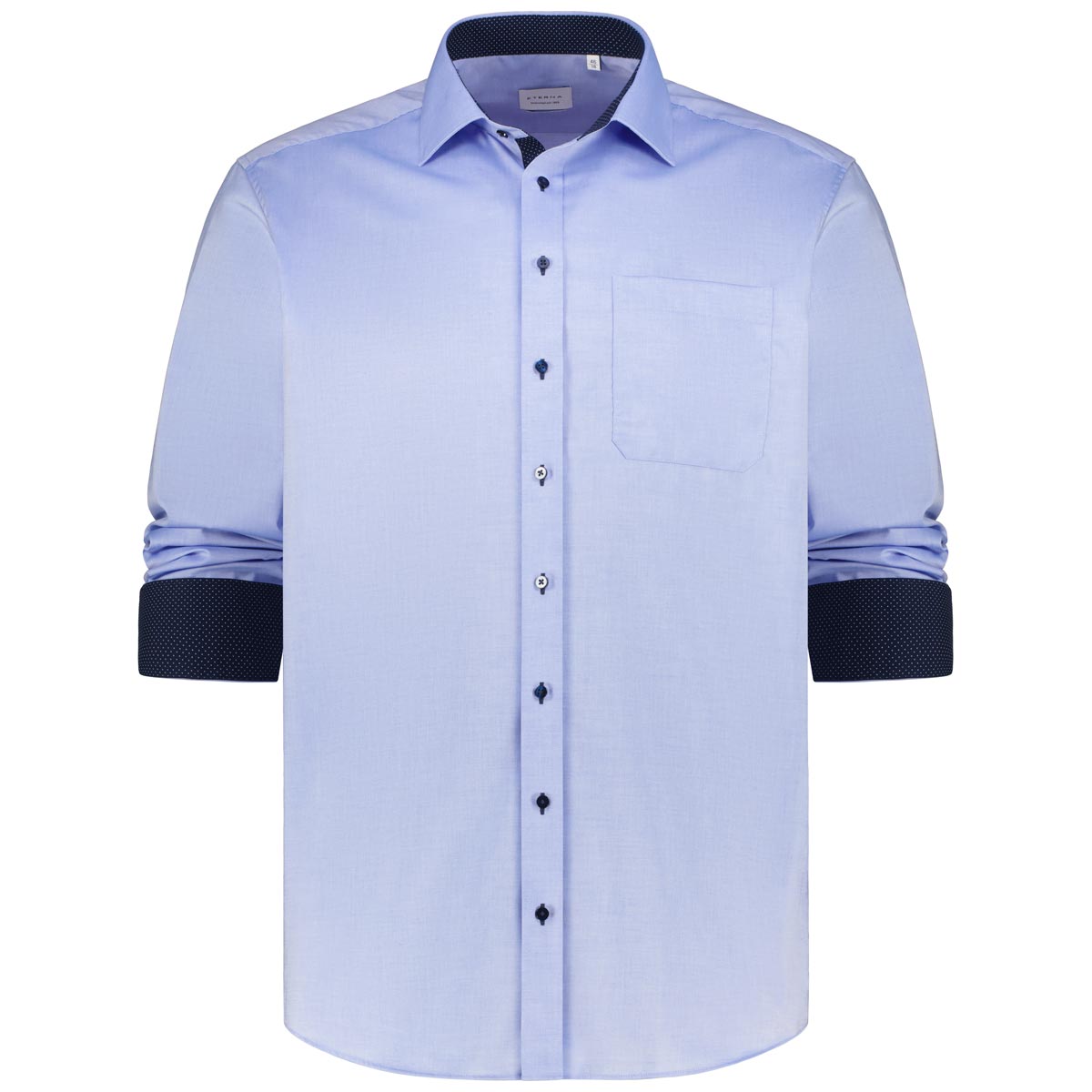 ETERNA Businesshemd mit Kontrastdetails, bügelfrei, langarm mittelblau ETERNA Businesshemd mit Kontrastdetails, bügelfrei, langarm mittelblau