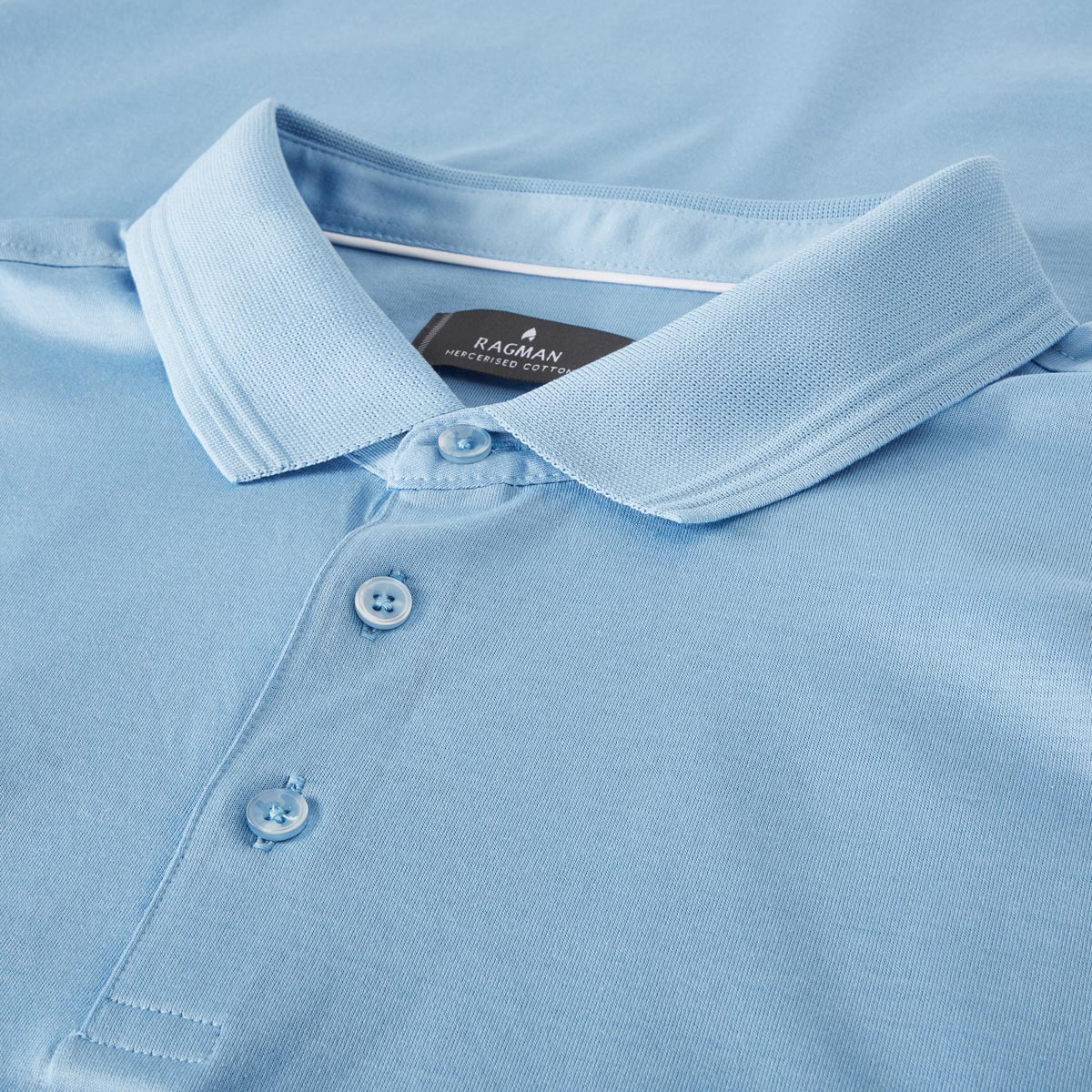 RAGMAN Poloshirt aus merzerisierter Baumwolle hellblau