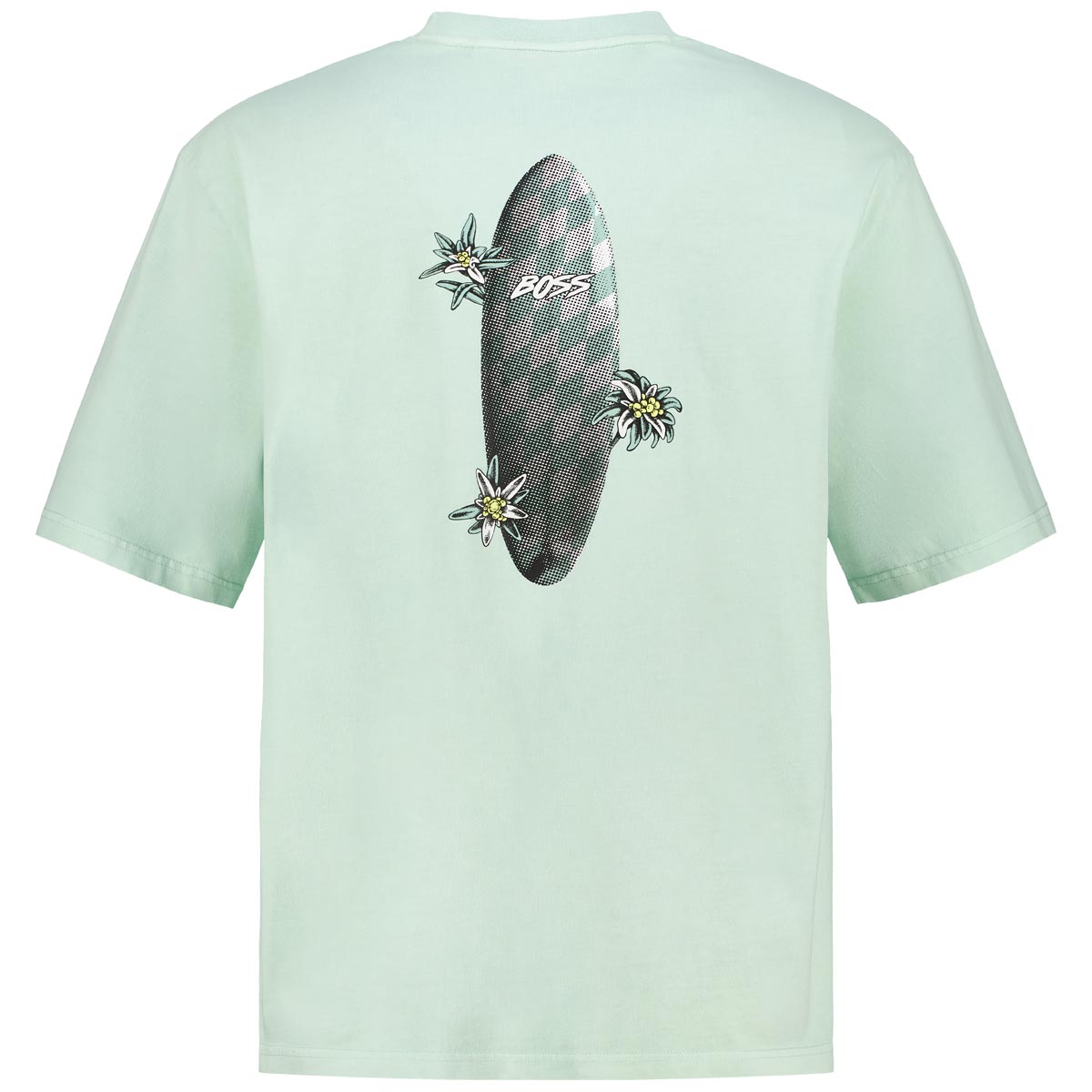 BOSS T-Shirt mit Print auf Vorder- und Rückseite mint
