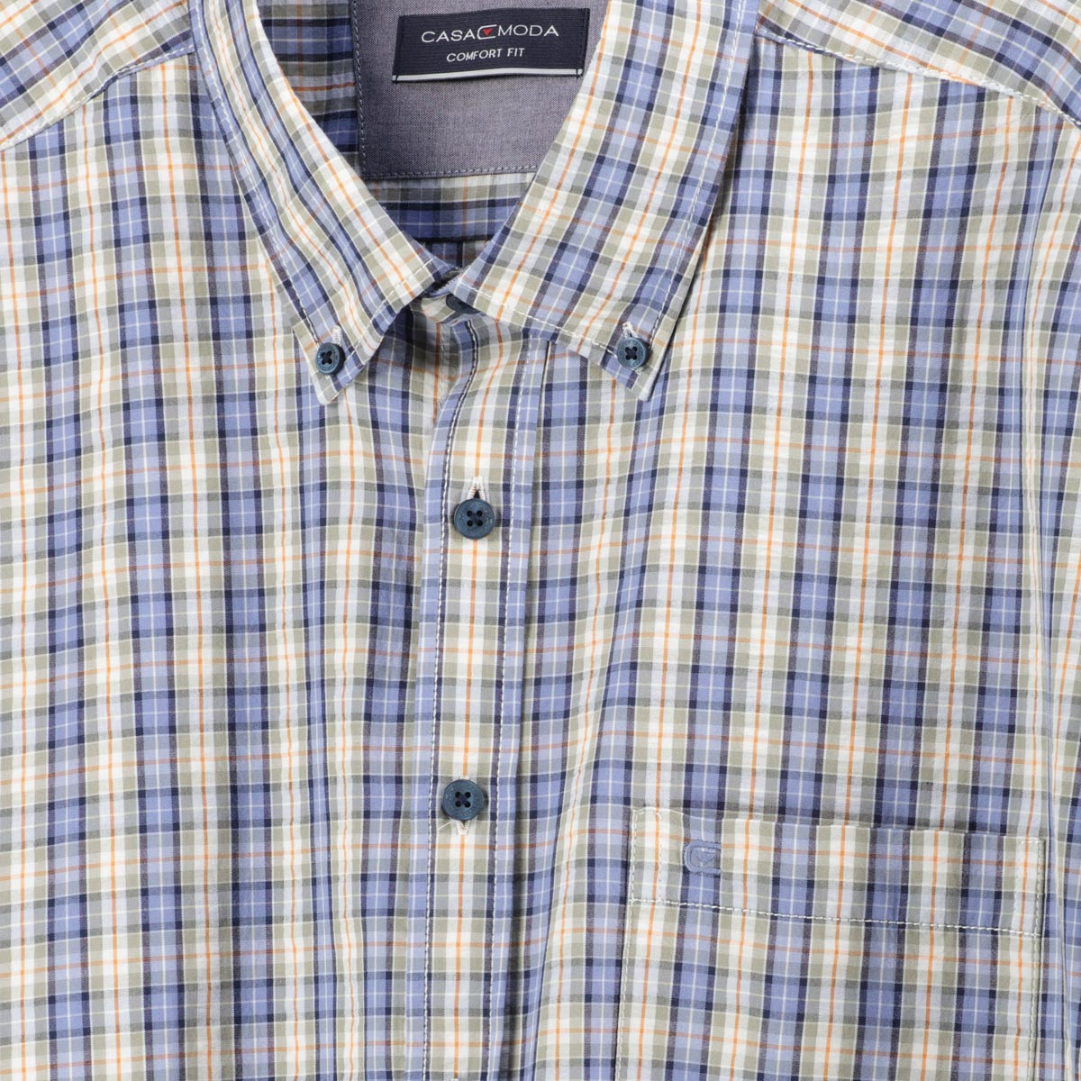 CASA MODA Freizeithemd in Seersucker-Qualität blau