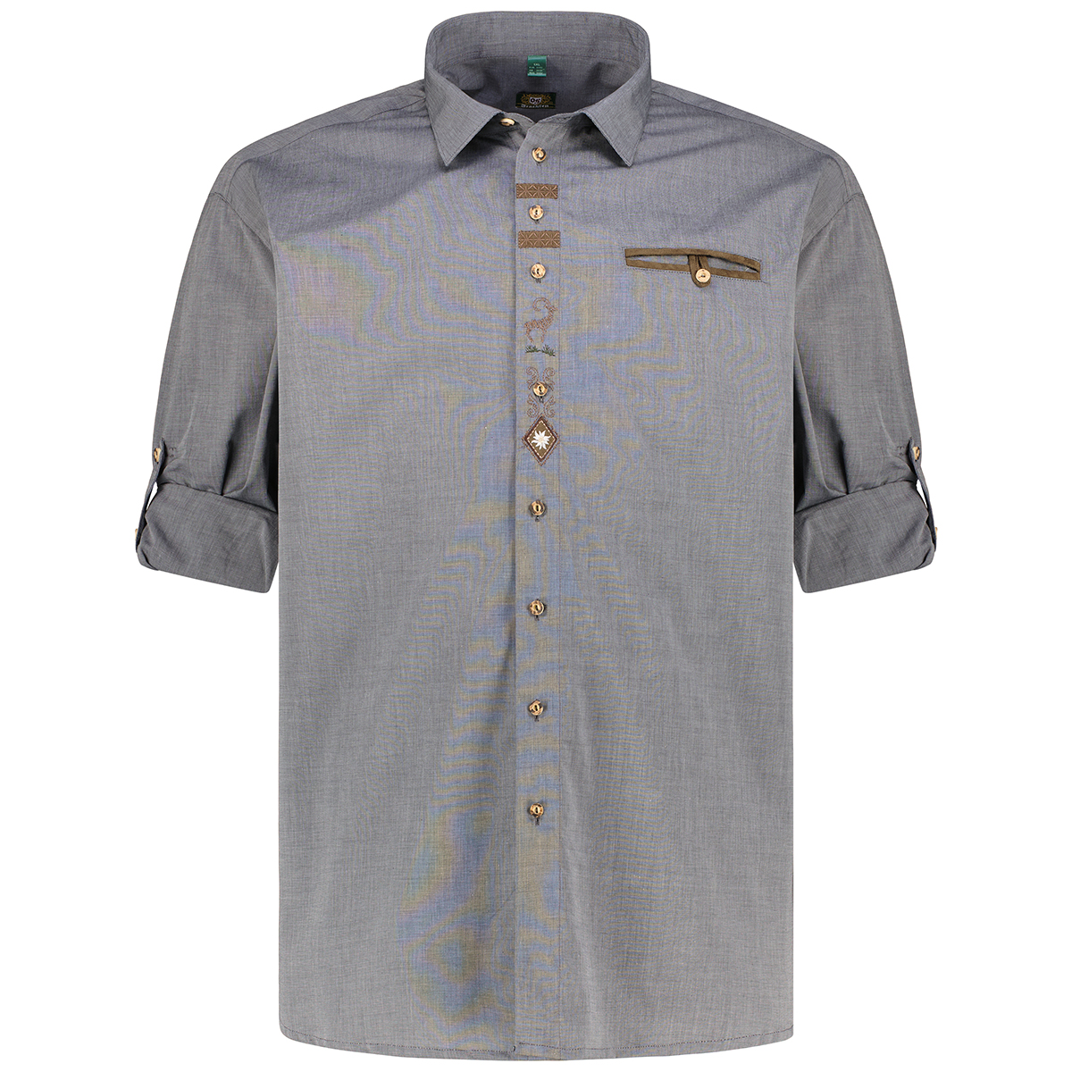 Orbis Trachtenhemd mit Krempelärmeln grau