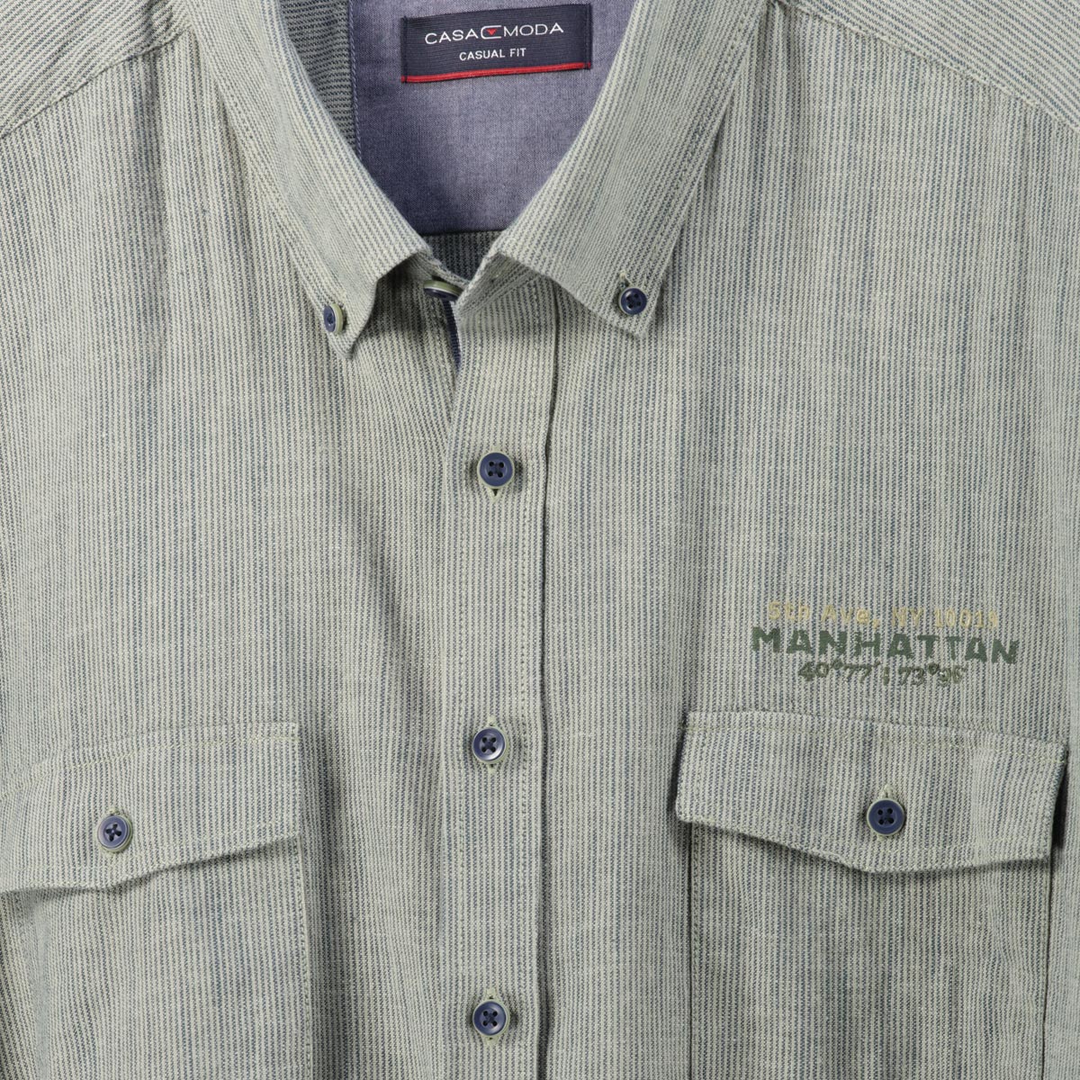 CASA MODA Freizeithemd mit Leinen, Short Style grün