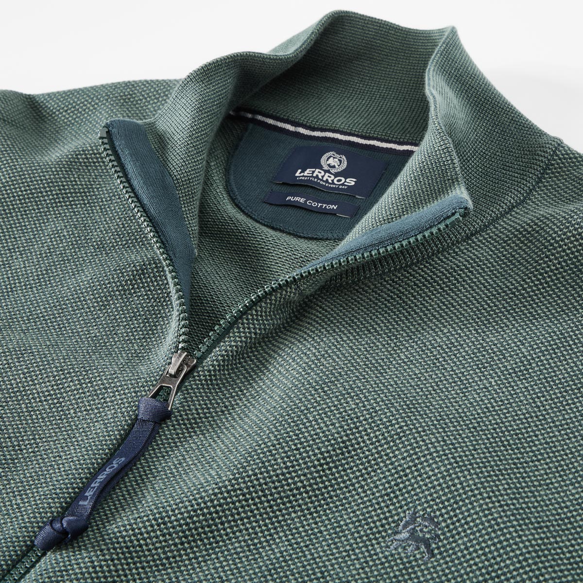 Lerros Strickjacke in Reiskorn-Struktur dunkelgrün